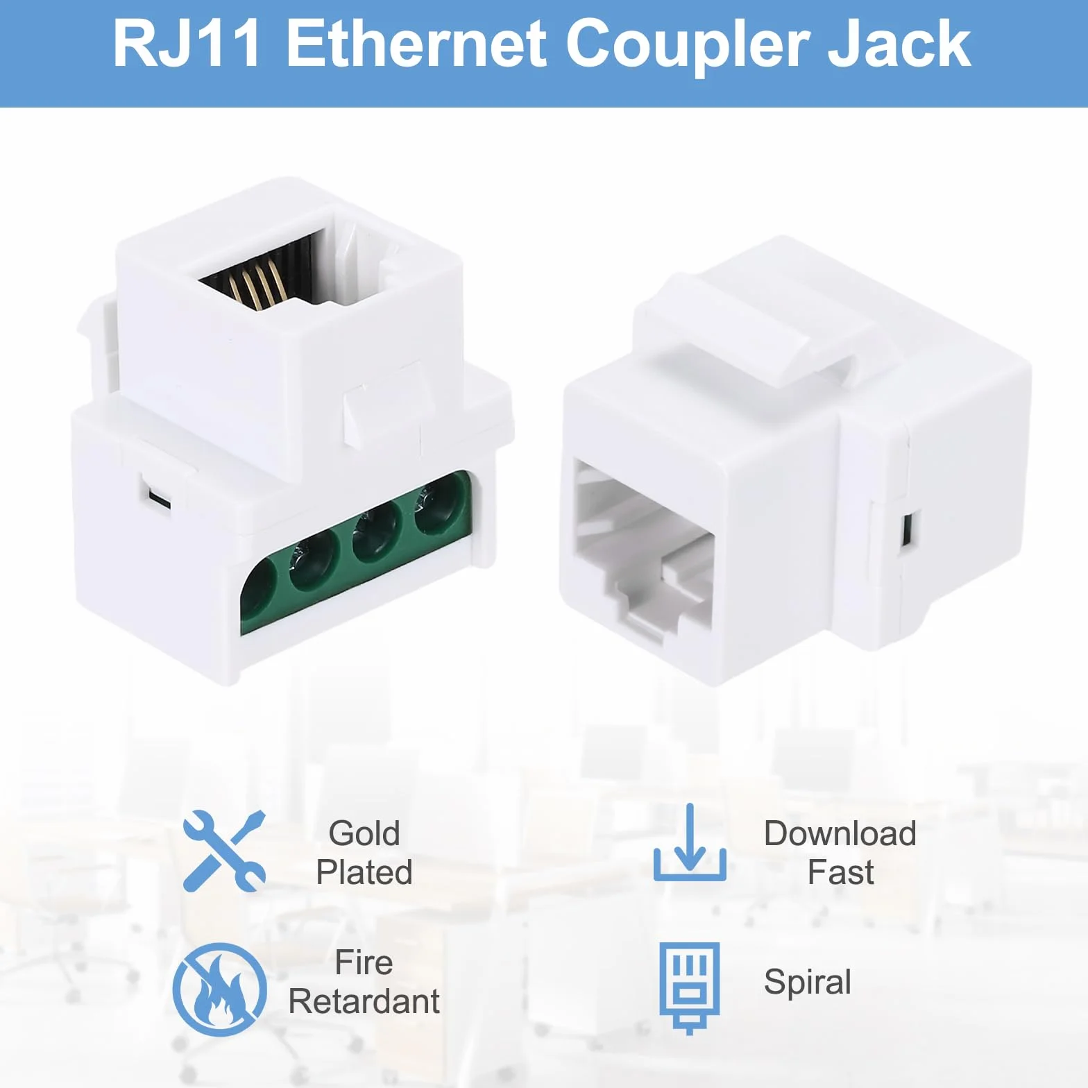 QUARKZMAN 2 sztuki RJ11 Cat 3 Gniazda telefoniczne, Cat3 Jack łącznik z zaciskami śrubowymi do RJ11 6P4C żeńskie, białe