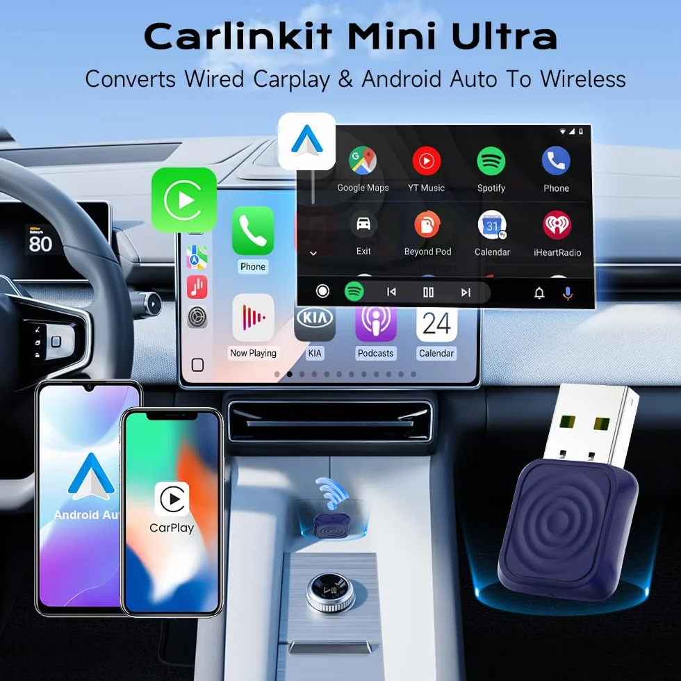 Carlinkit Mini Ultra bezprzewodowy adapter CarPlay Android USB-A/USB-C