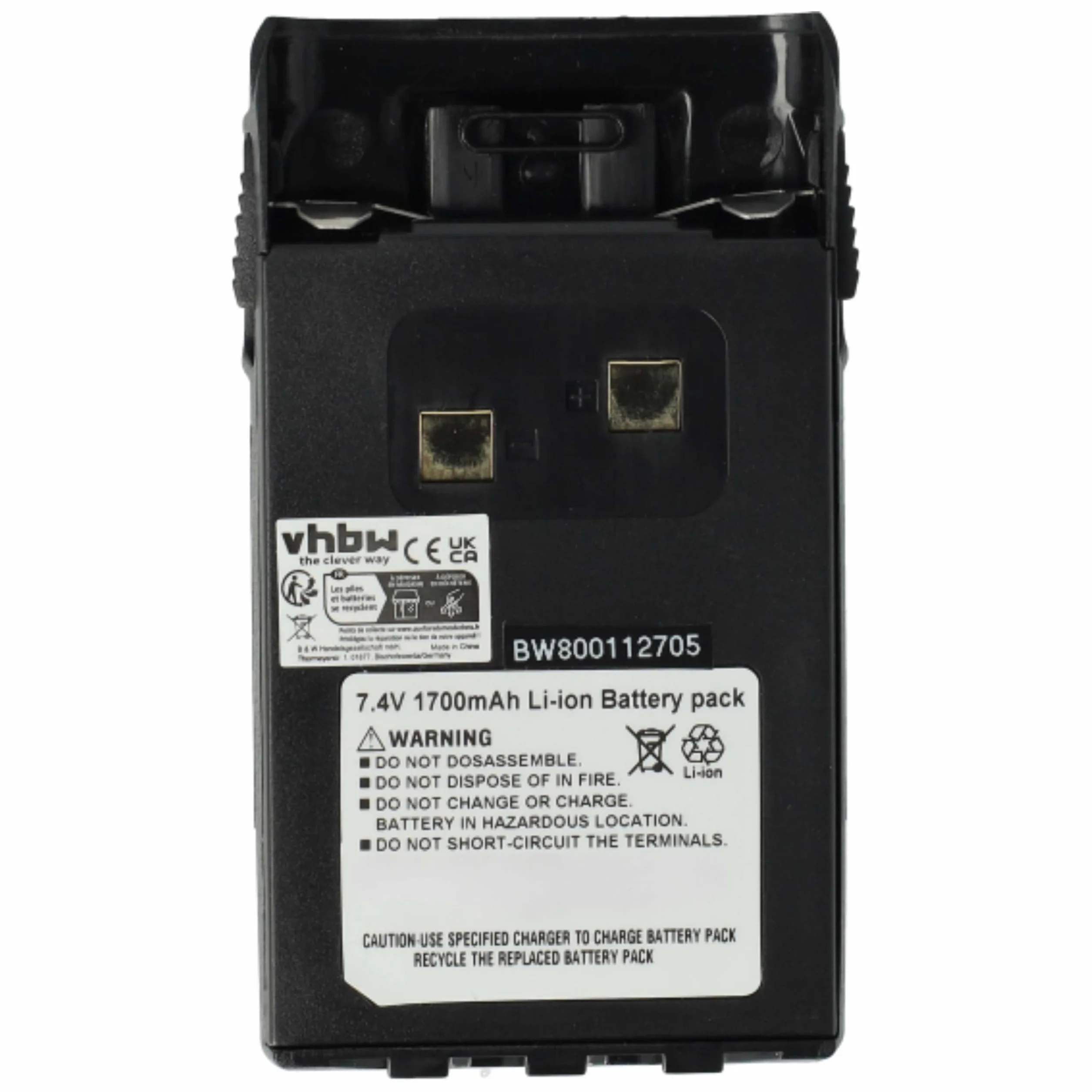 vhbw 2 x bateria kompatybilna z Wouxun KG-UVD1P, KG-UV6D, radio KG-UVD1 (1700mAh, 7,4V, Li-ion) + klips