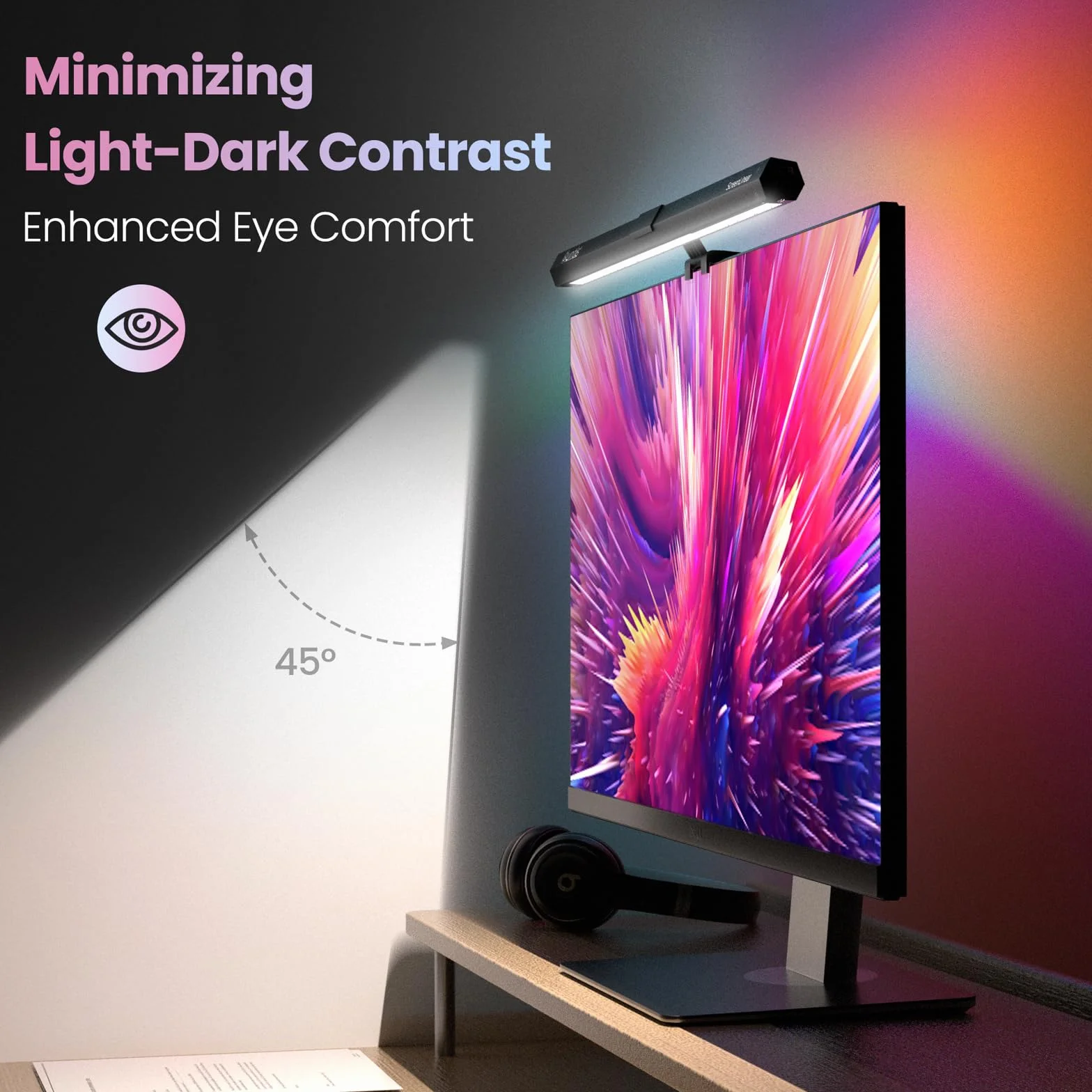 Quntis Lampa do monitora komputerowego z dekoracyjnym podświetleniem RGB, monitor Light Bar z funkcją Touch Control, światło anty-niebieskie, lampa do monitora USB z regulacją temperatury barwowej