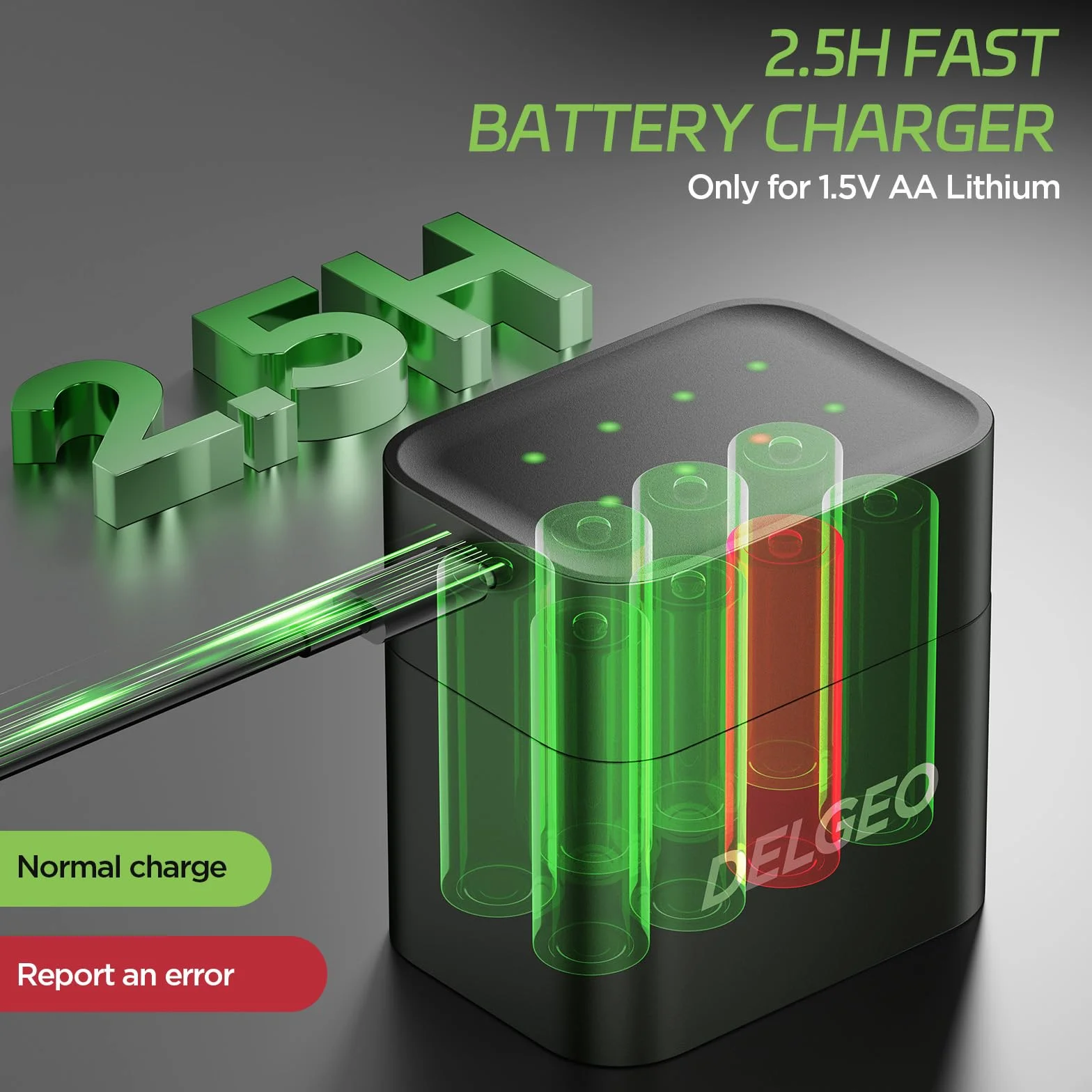 Akumulatory litowe AA 8 sztuk z szybką ładowarką 2,5 H, 1,5 V 3600 mWh baterie litowe AA o dużej pojemności, stałe wyjście litowo-jonowe podwójna bateria z 2000 cykli (ładowarką +AA x 8 Pack 3600mWh)