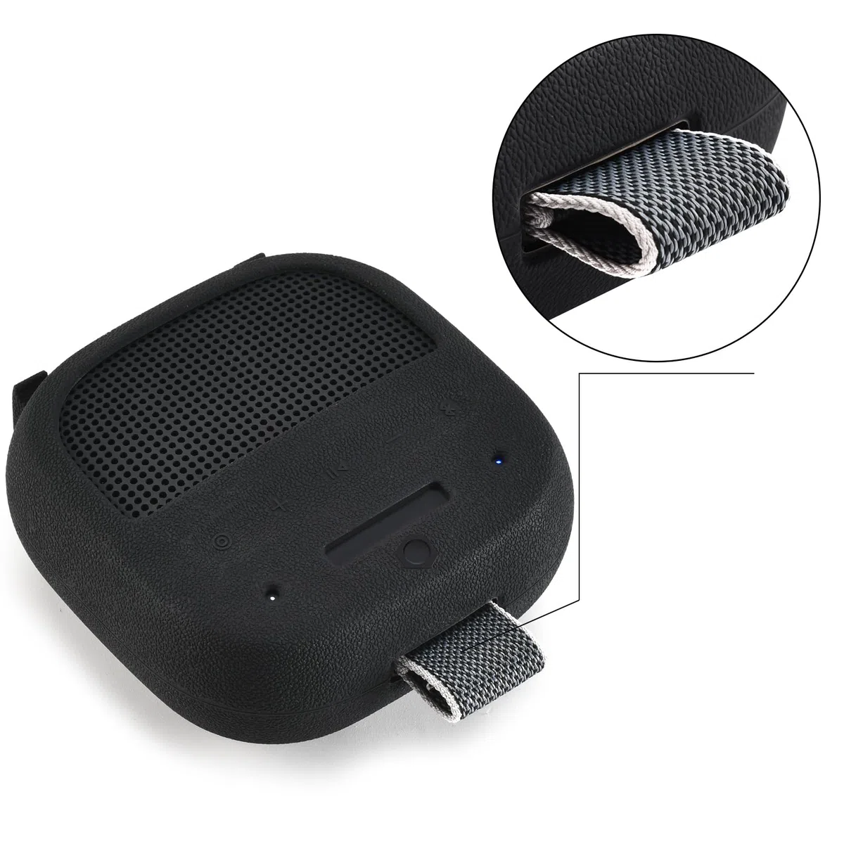 Silikonowe Etui do Bose Nowość Przenośny głośnik SoundLink Micro (2. generacji),do Bose SoundLink Micro 2nd Przenośny Pokrowiec Podróżny Futerał Ochronny z Karabinek,Czarny
