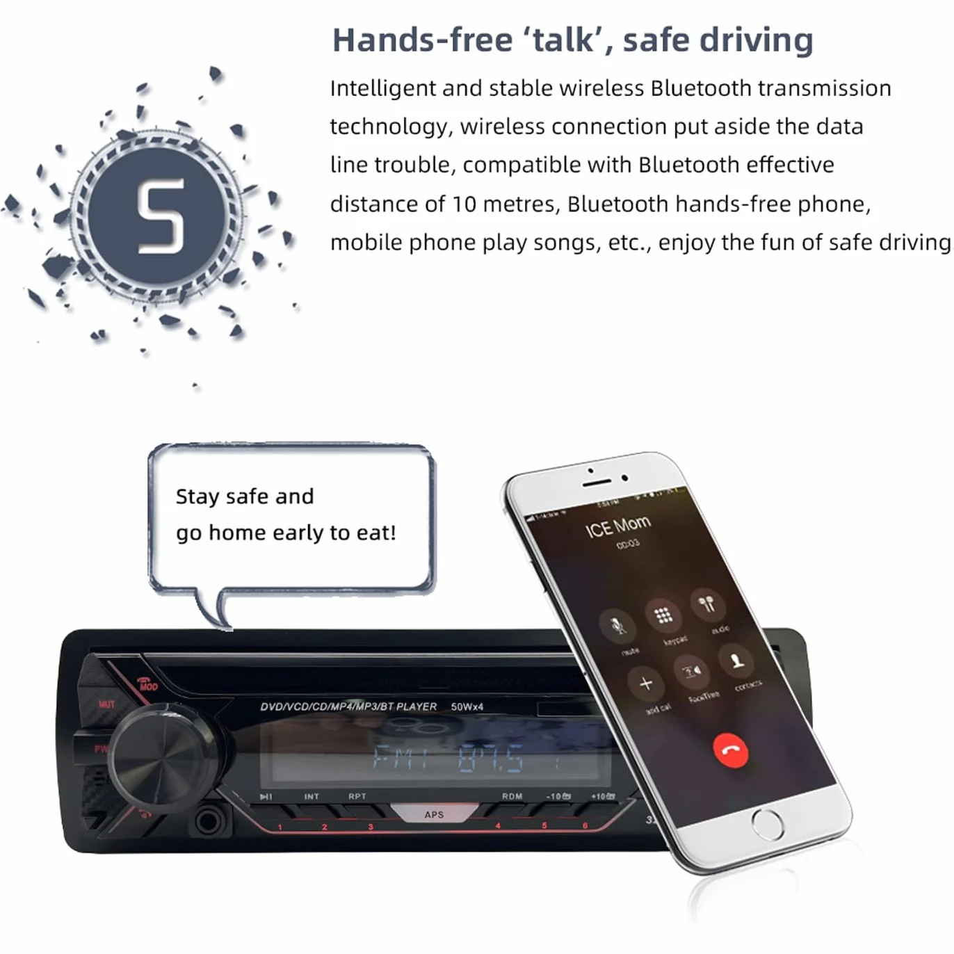 Radio samochodowe 1 Din Bluetooth MP3 z odłączanym panelem Autoradio FM AUX USB SD CD