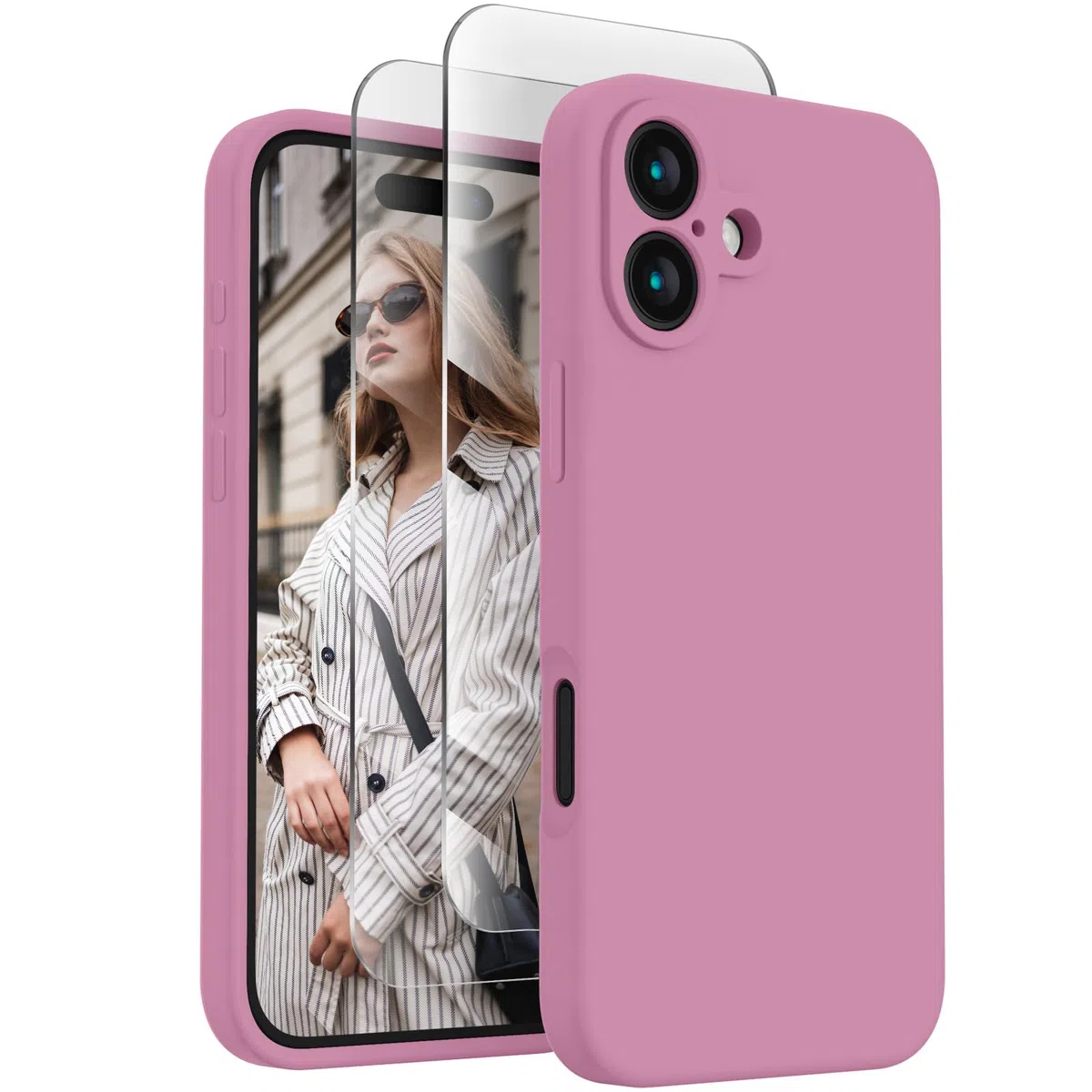 FireNova Zaprojektowane dla etui iPhone 16, ulepszone silikonowe etui na telefon, miękka wewnętrzna podszewka z mikrofibry, 6,1 cala, liliowy fioletowy