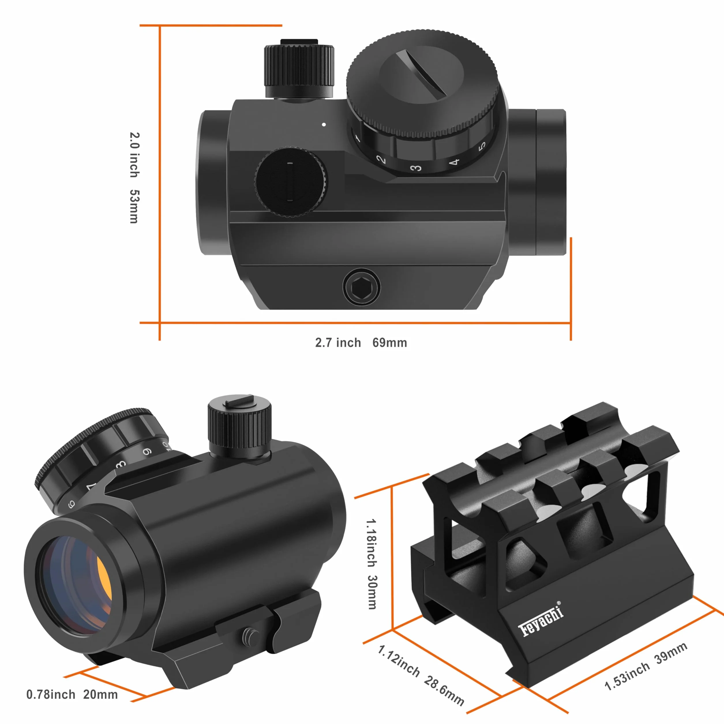 Feyachi RDS-25 kolimator red dot 4 MOA kolimator red dot luneta z 1-calowym mocowaniem pionowym