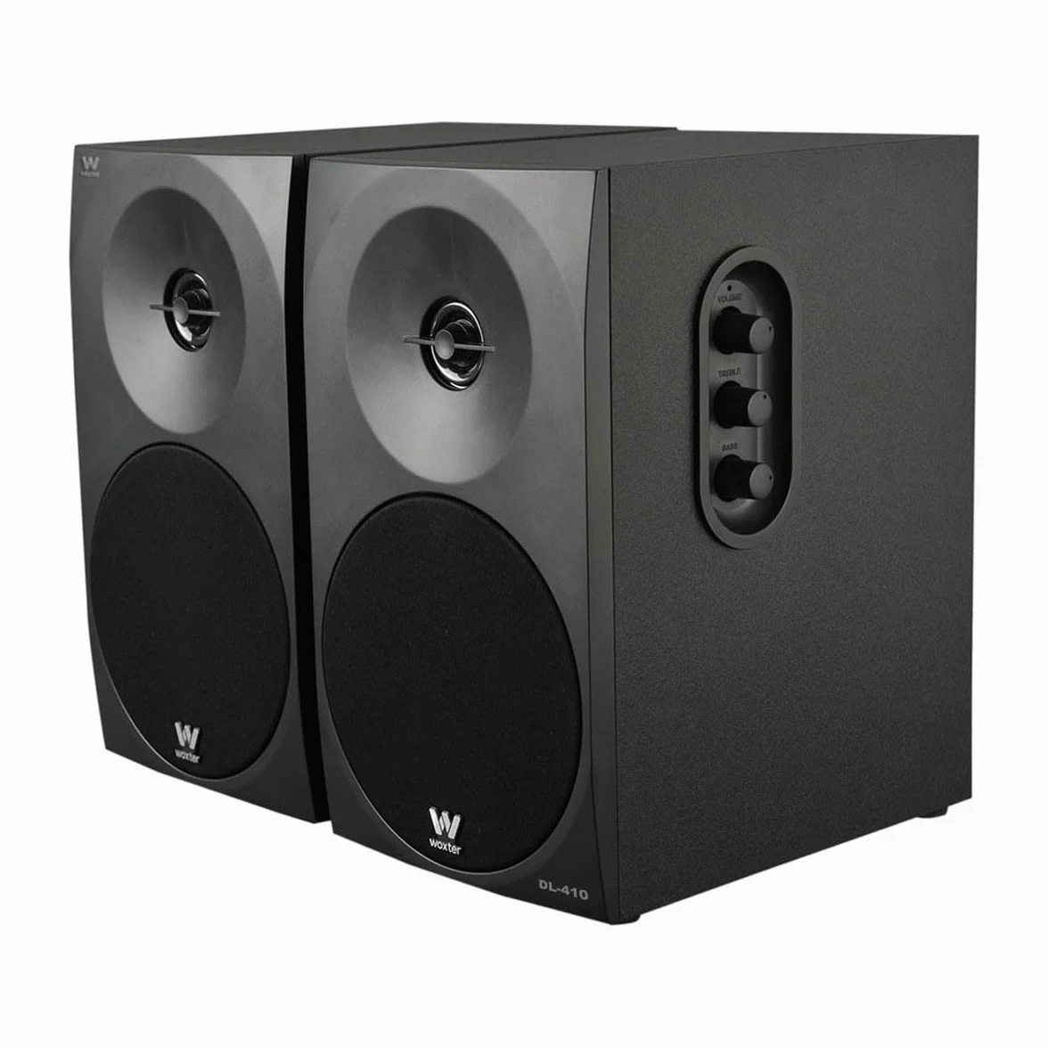 Woxter Dynamic Line 410 Black – 2.0 głośnik stereo (zasilanie o mocy 150 W, drewno, 4 głośniki niskotonowe, 2 głośniki wysokotonowe, 3,5 mm, RCA, system Bass Reflex Control (głośność, wysokie tony,