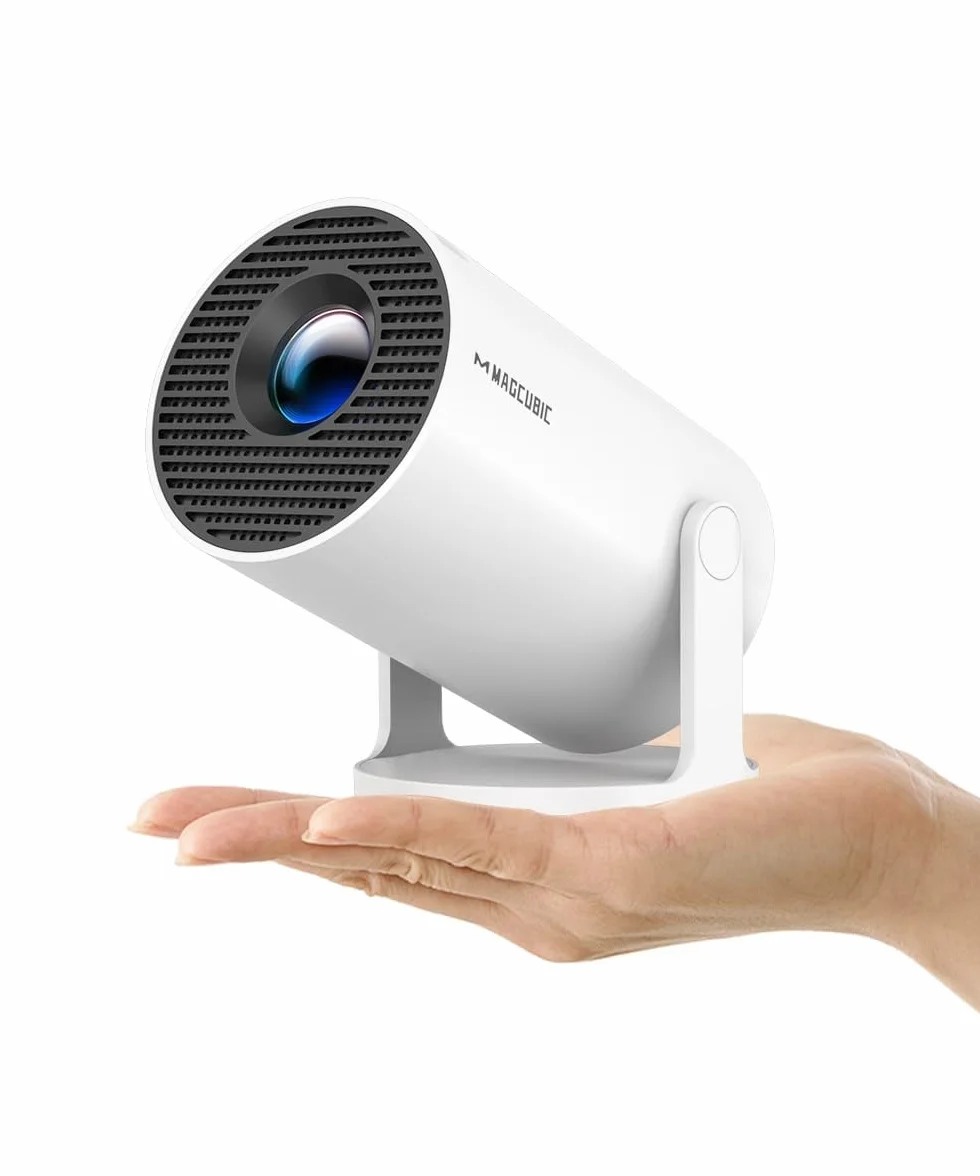 Mini Projektor z Obsługą 4K, Przenośny Projektor z Systemem, Wi-Fi 6 i BT 5.4, Automatyczna Pionowa Korekcja Trapezu, Inteligentny Projektor 1080P do Kina Domowego/Projektor Zewnętrzny