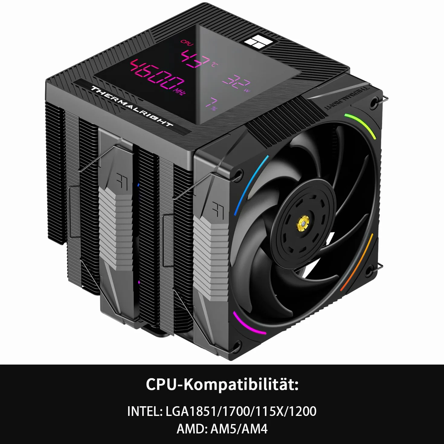 Thermalright Phantom Spirit 120 Digital EVO CPU chłodnica powietrza, 7 heat pipes CPU, wentylator Dual 120 mm PWM, Digital Screen Top Cover, do AM4/AM5/Intel LGA1700/1851/1150/1151/1200, chłodzenie PC