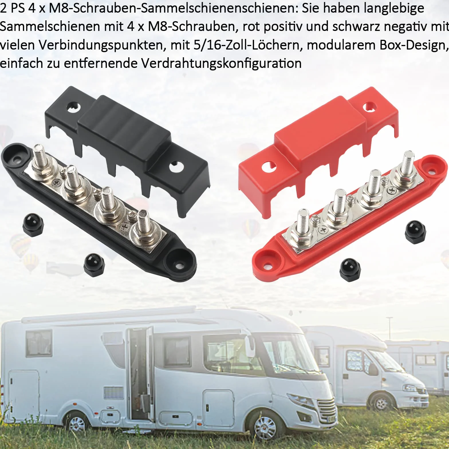 Szyny zbiorcze 12-48 V DC BusBar Box 4×M8 moduł rozdzielczy prądu