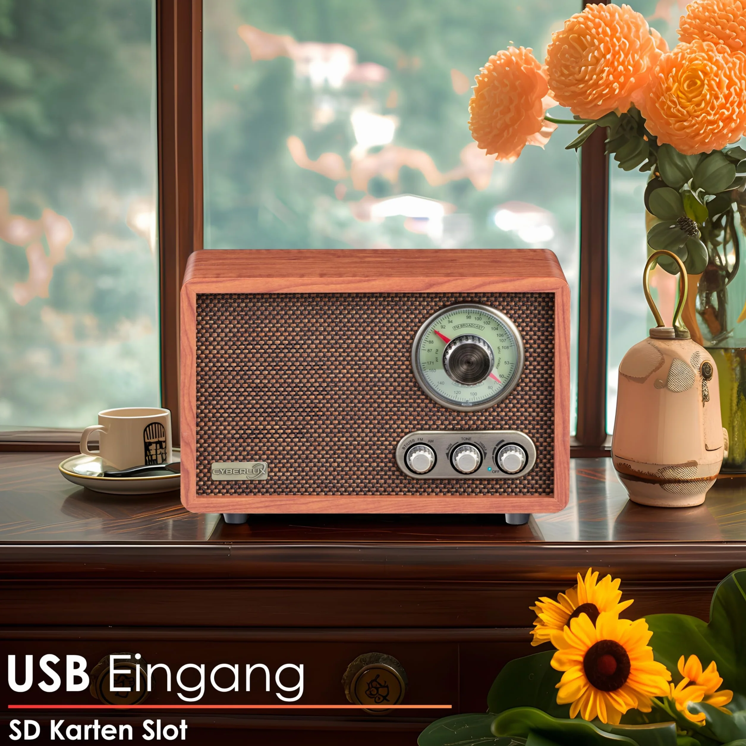 Nostalgia kompaktowy zestaw | radio drewniane z Bluetooth | USB | gniazdo na karty SD | FM/AM | system muzyczny w stylu retro | radio kuchenne | radio kuchenne | nostalgiczne radio vintage