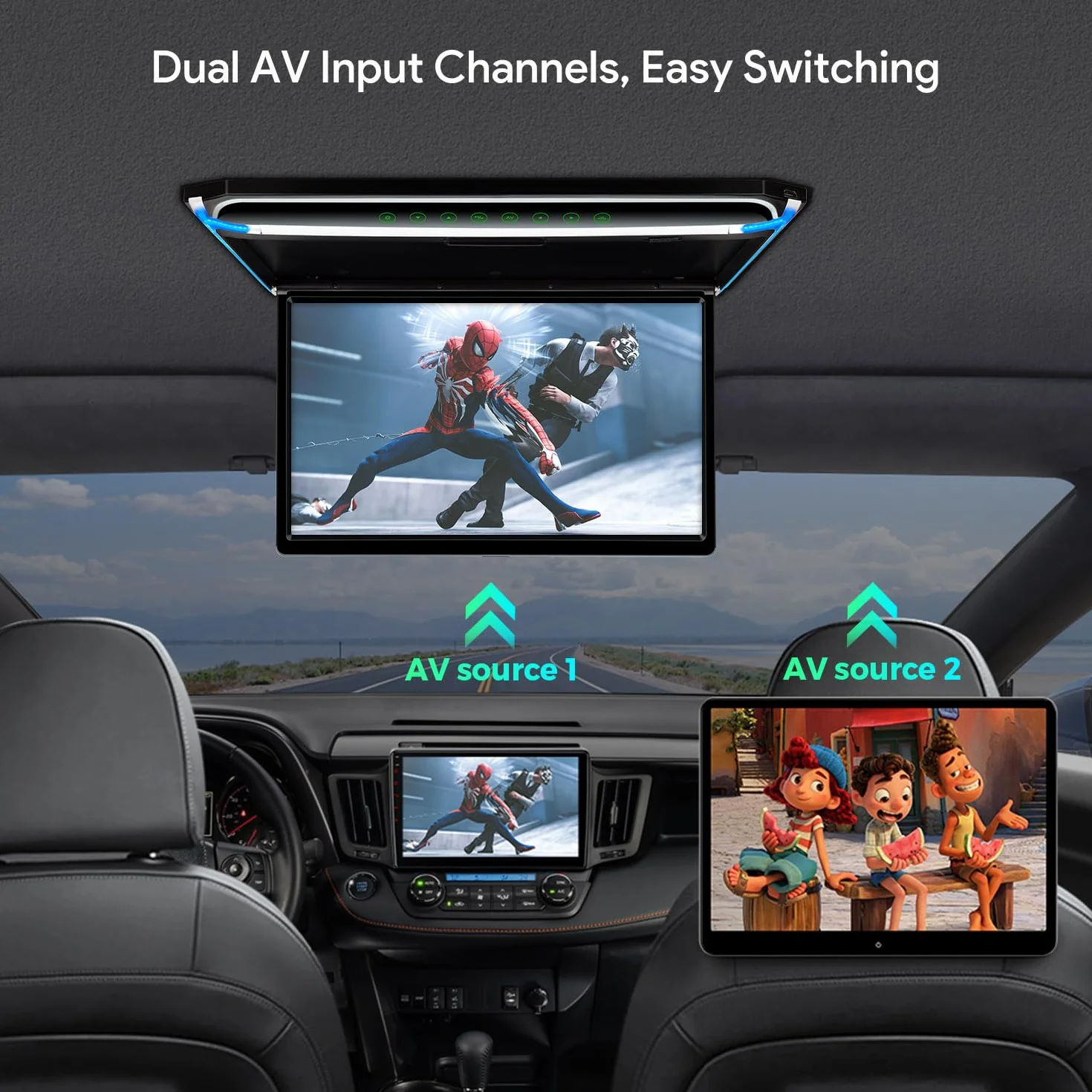 XTRONS 17,3-calowy cyfrowy ekran TFT FHD 1080P samochodowy odtwarzacz sufitowy z HDMI SD USB Infrared FM