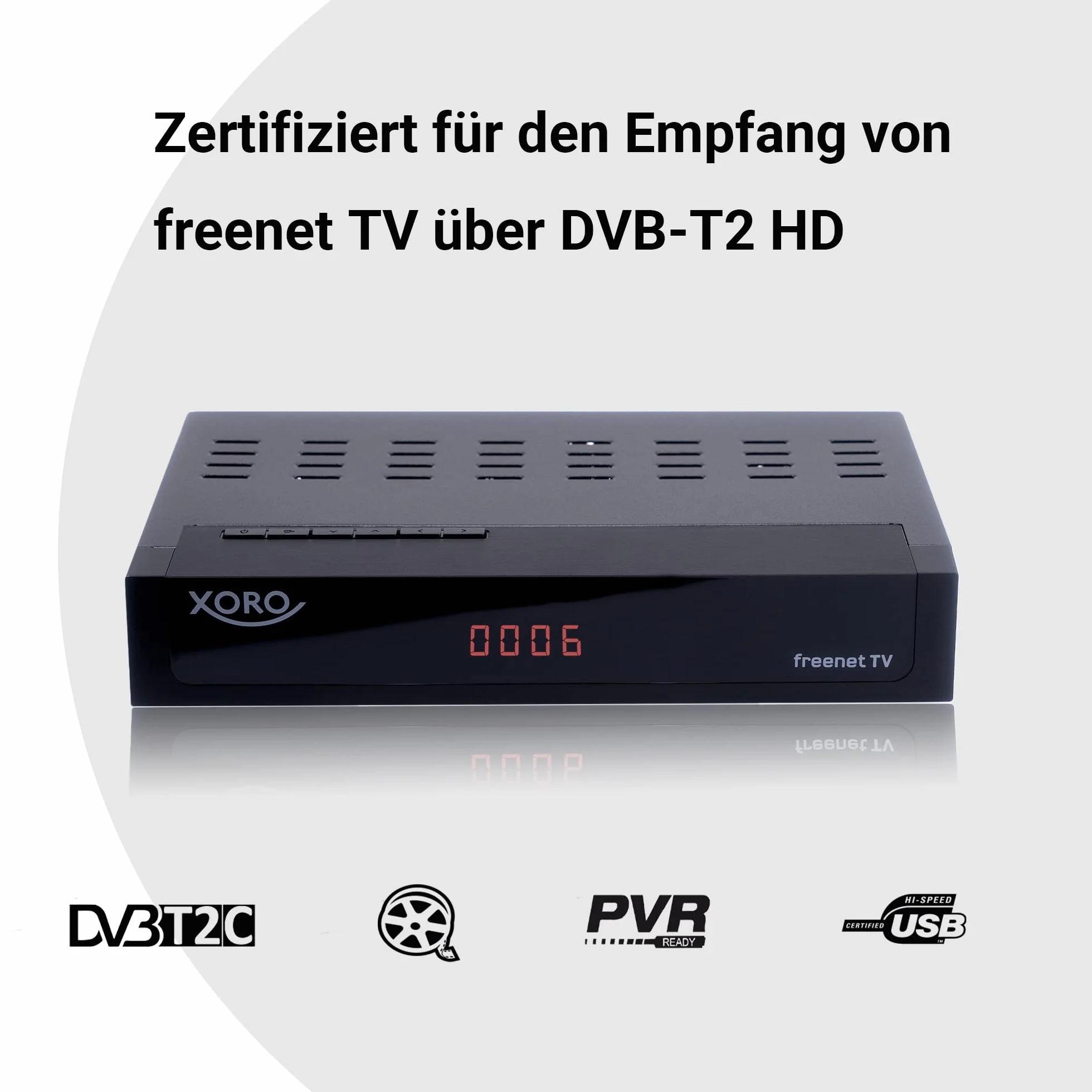 XORO HRT 8770 Twin - DVB-C/DVB-T2 FullHD Combo, zintegrowany system odszyfrowywania telewizji Freenet, podwójny tuner (dwa elementy odbiorcze), gotowość PVR, przesunięcie czasu