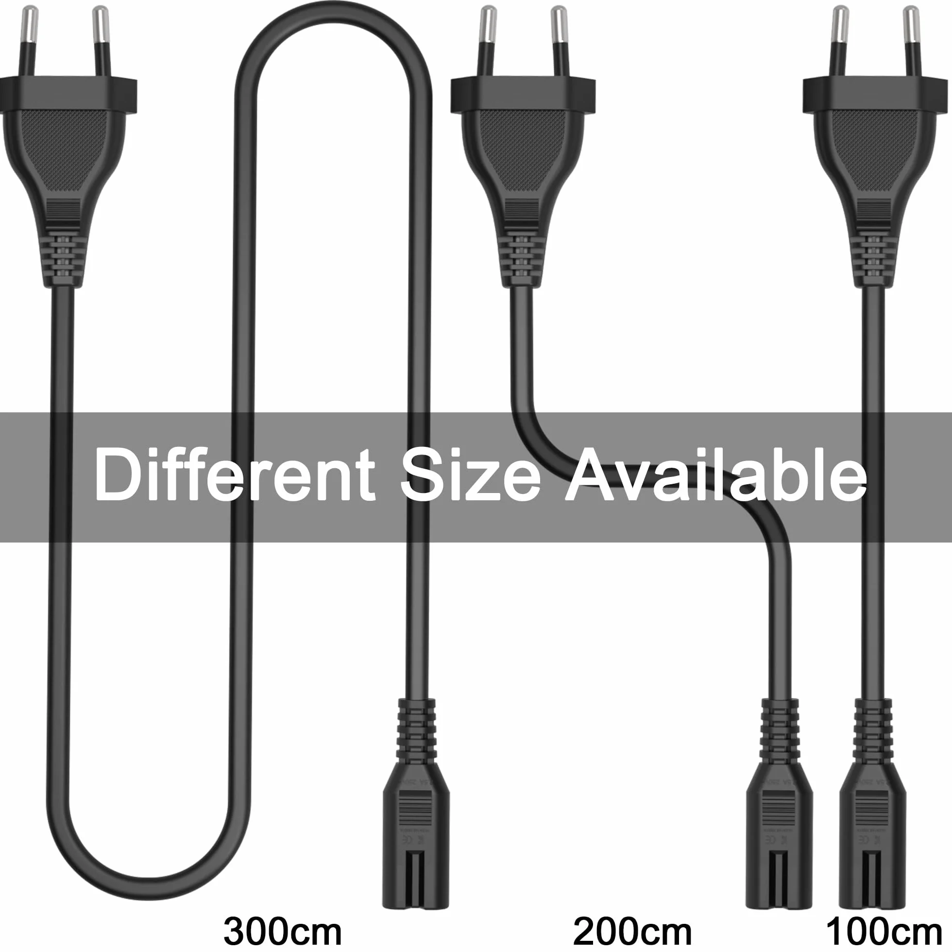 Tobfit Czarny przewód zasilający 2 m, kabel zasilający, C7, wtyczka euro do PS5 / PS4 / PS3 / Xbox serii X/S, C7, gniazdo euro, kabel sieciowy do małych urządzeń