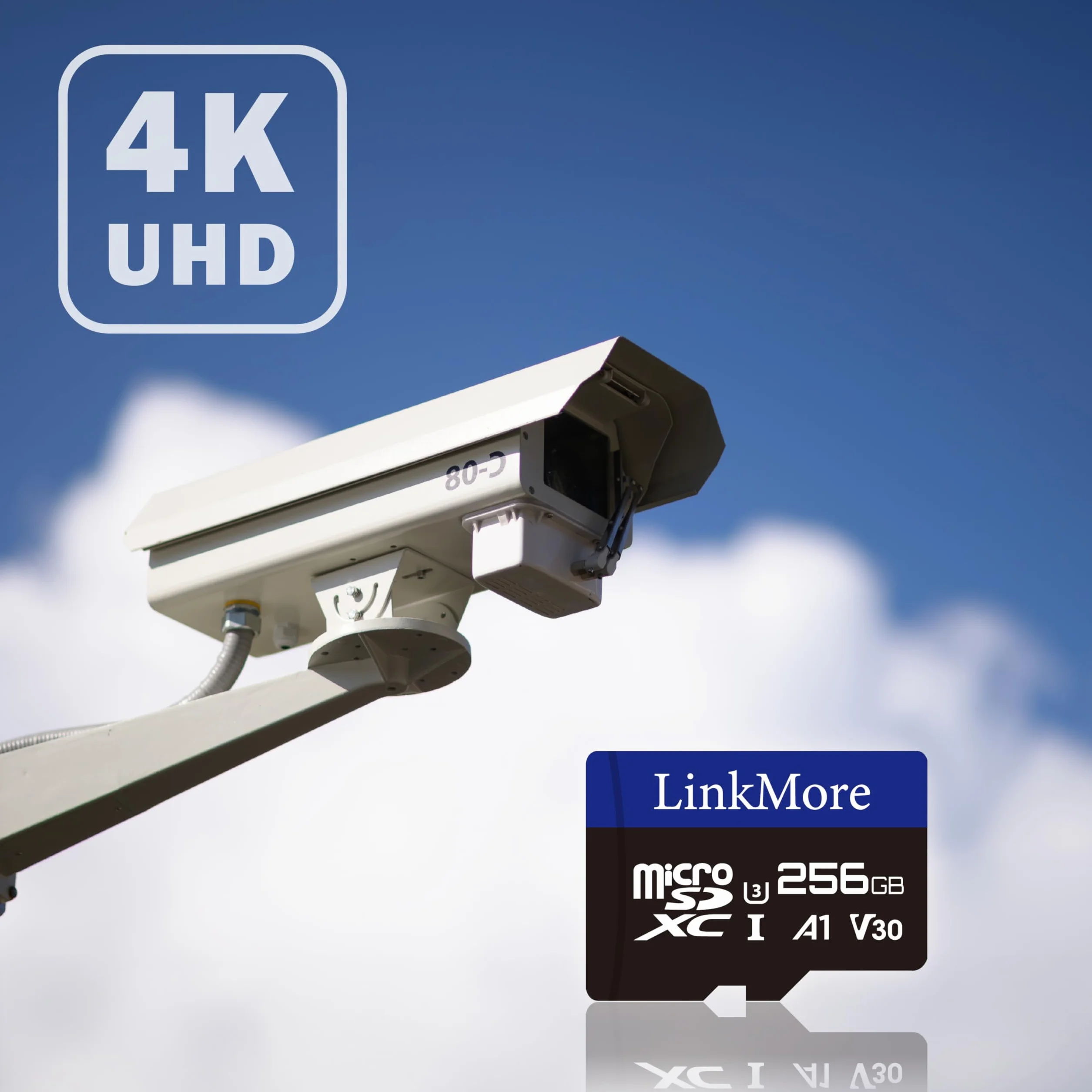 LinkMore microSD 256GB karta pamięci MicroSDXC A1 U3 V30 do 95MB/s z adapterem SD do nagrań 4K