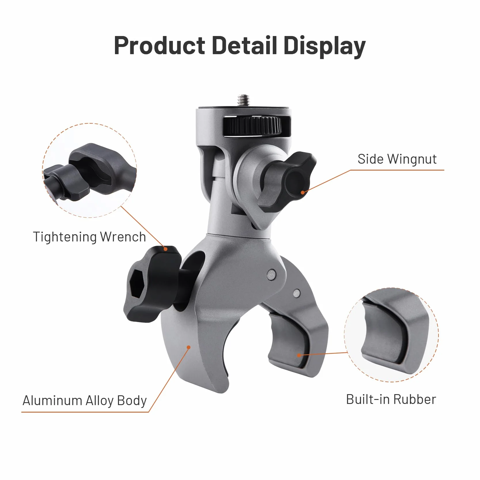 PGYTECH CapLock Super Clamp Mount uchwyt ze stopu aluminium do Insta360 Ace Pro 2/X5/X4 wytrzymały zacisk krabowy 1/4" do GoPro DJI Osmo 360/Pocket/Action