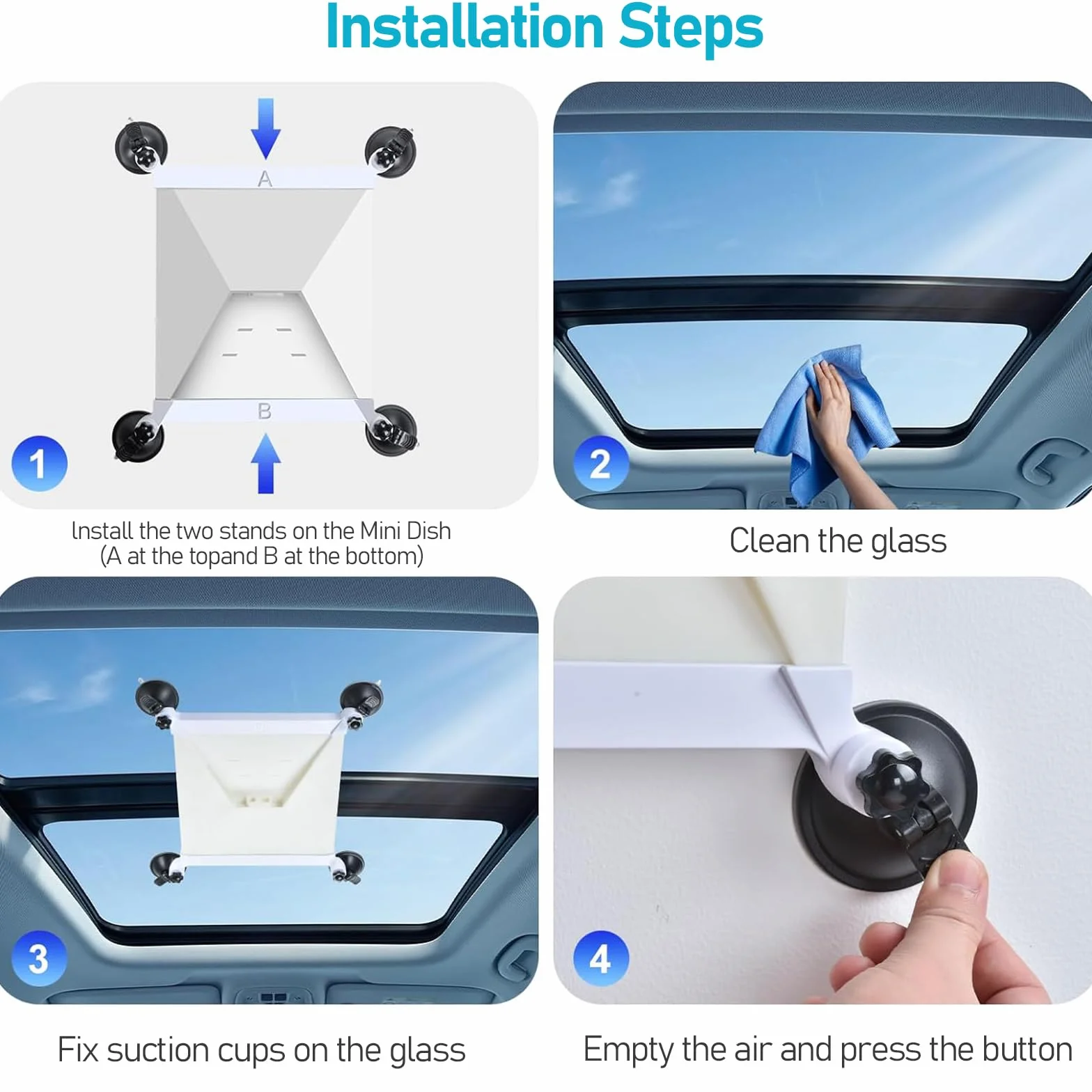 Starlink Mini Mount uchwyt samochodowy z przyssawką do Star Link, mini akcesoria, zestaw montażowy do okien i szyberdachów, Starlink mini uchwyt dachowy do samochodu, kampera, łodzi, ciężarówki