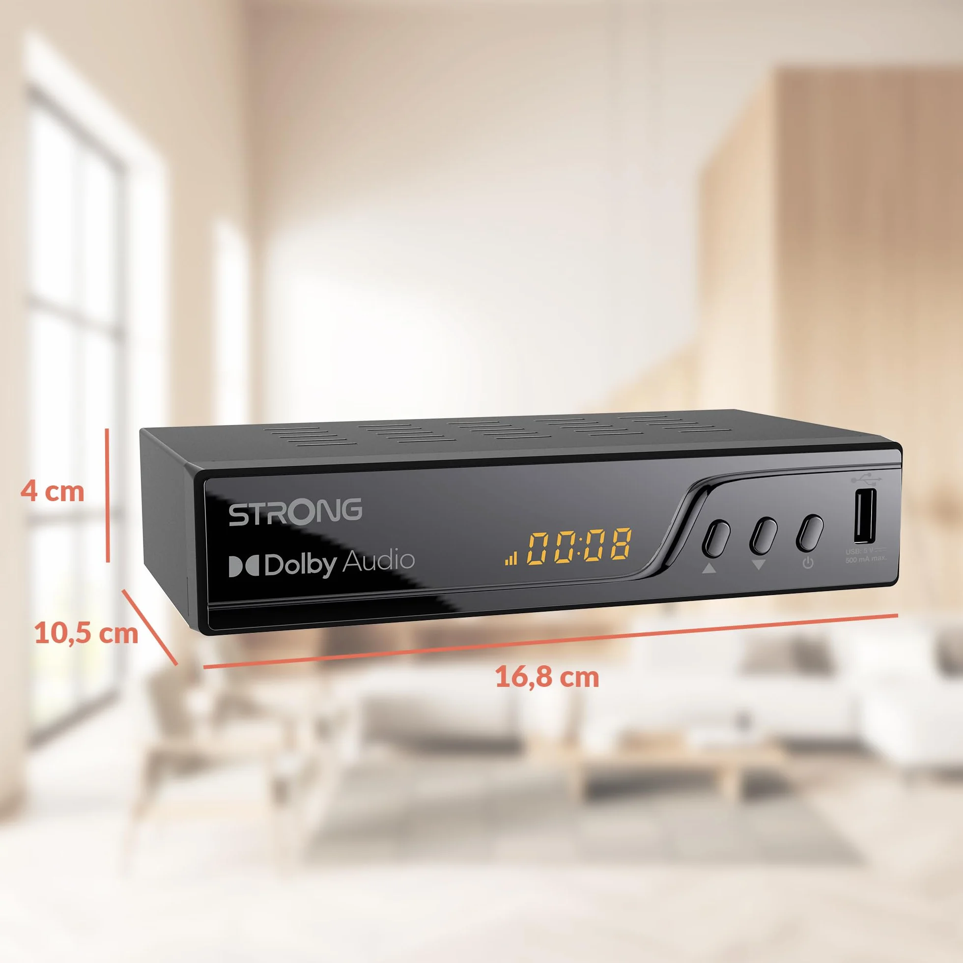 STRONG Dekoder TNT UHD 4K|DVB-T2|Kompatybilny z HEVC265|Odbiornik/Tuner TV Rejestrator USB|DOLBY Digital Plus|HDMI|SCART