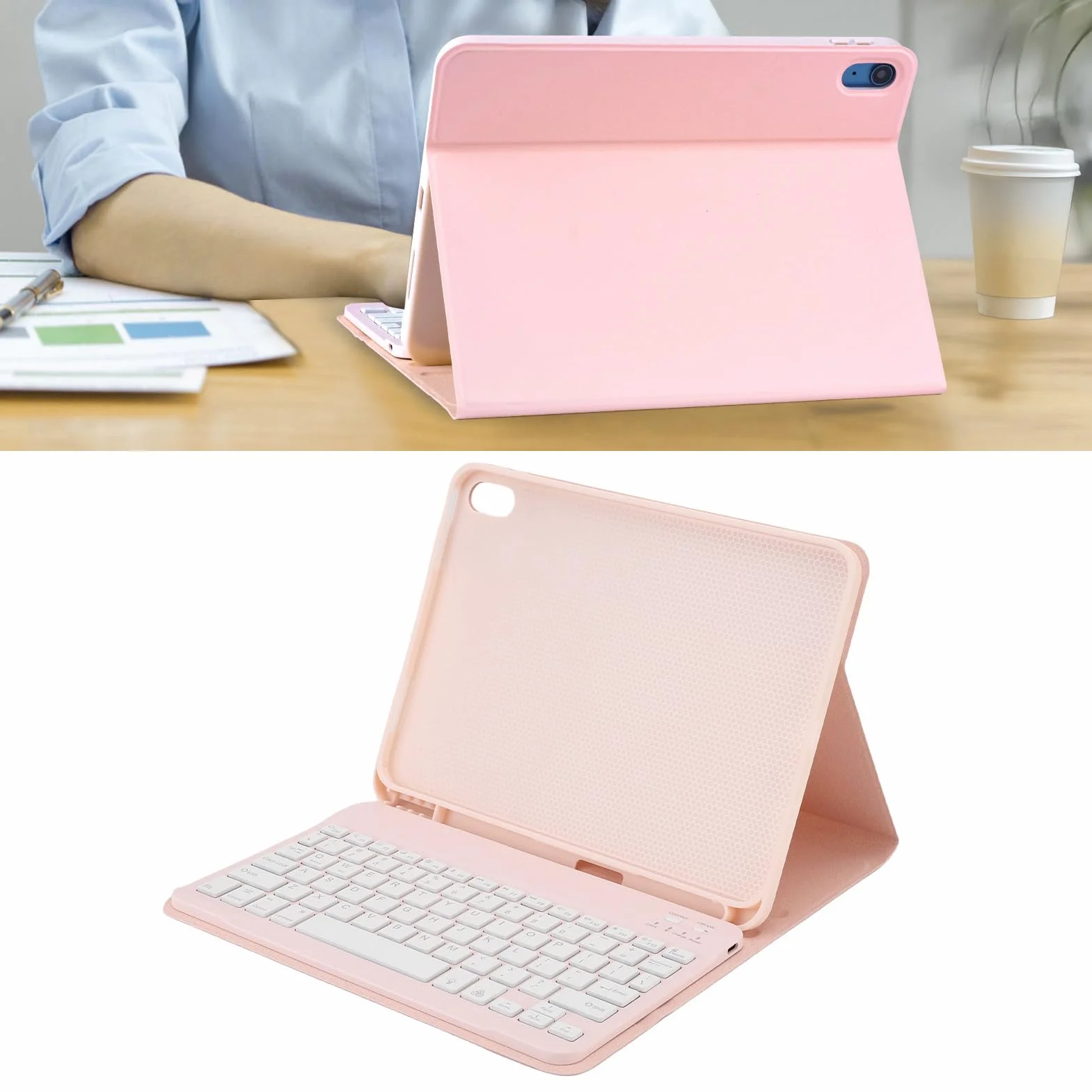 Cuifati Etui z klawiaturą do Tabletu A16 11. Generacji 11 Cali, Podświetlana 7-kolorowa, Odłączana Bezprzewodowa, Pokrowiec Ochronny (PINK)