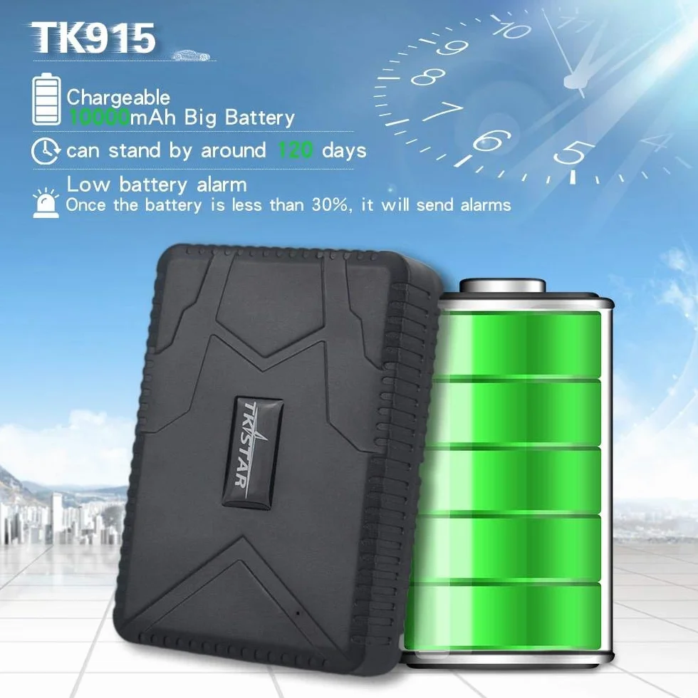 TKSTAR TK915 GPS GSM 3G lokalizator samochodowy z magnesem, wodoszczelny, akumulator 10 000 mAh, ochrona przed kradzieżą, bez umowy