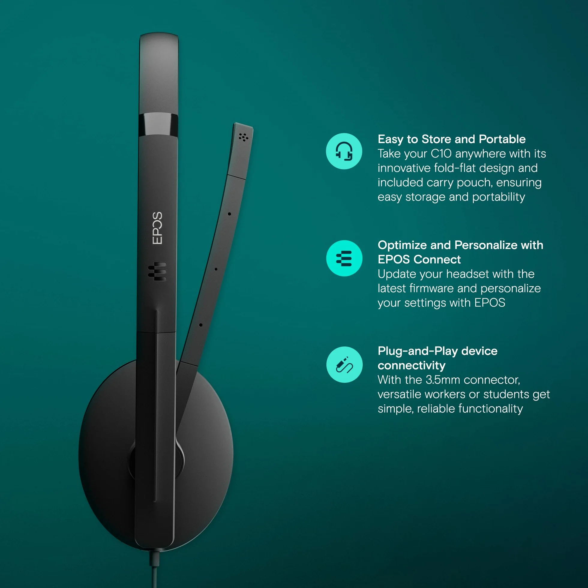 EPOS SENNHEISER C10 zestaw słuchawkowy USB z mikrofonem przewodowe BrainAdapt