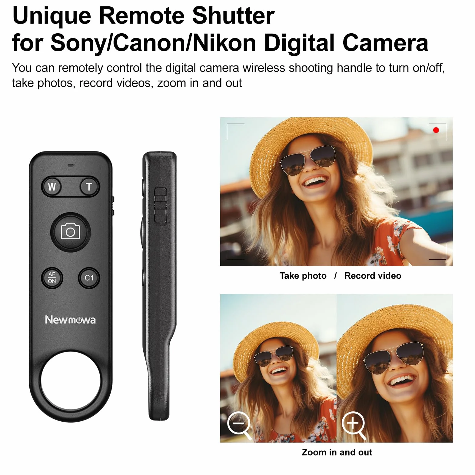 Newmowa Bezprzewodowy uchwyt do zdalnego sterowania kamerą statywu strzelecki, przenośny uchwyt podróżny mini statywu do Sony ZV-1, ZV-1F, RX100 VII, A7 III, A6100, Canon EOS R, RP, 6D Mark II, 800D,
