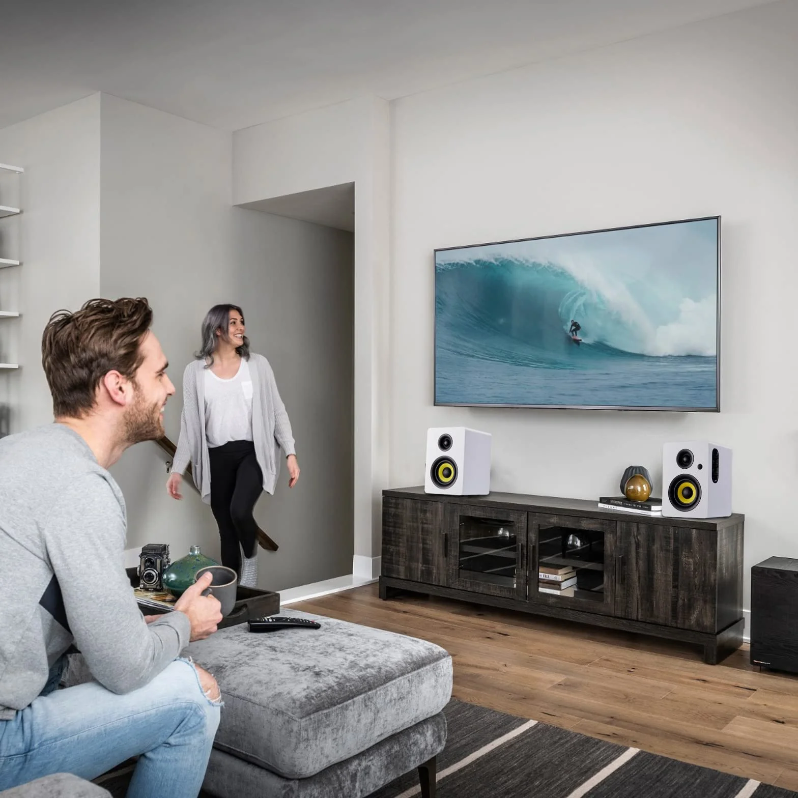 Sanyun SW206 80W głośniki półkowe monitor HiFi 4" przetwornik BT 5.4 DAC 24bit białe