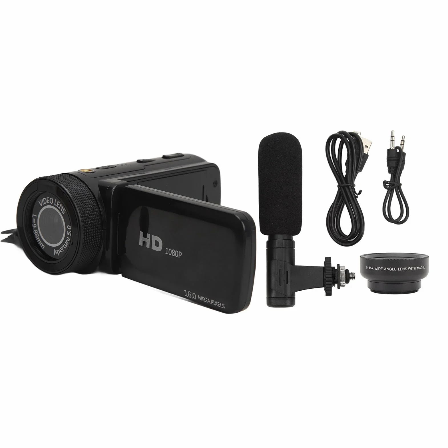 Annadue Kamera wideo Full HD 1080p 16 MP zoom 16x z ekranem dotykowym IPS 6.1 cm do YouTube