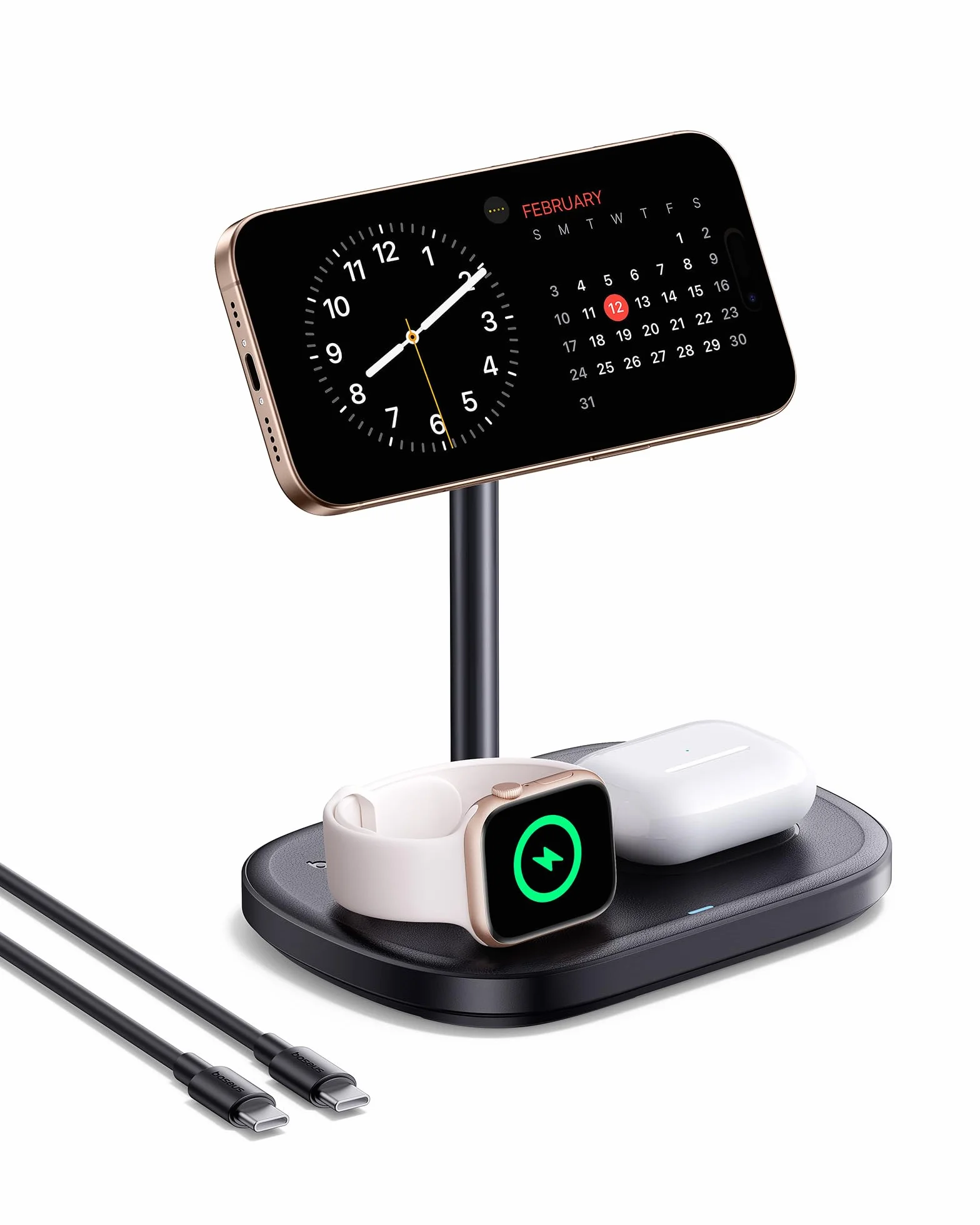 Baseus EnerFill 3-W-1 Stacja Ładująca Bezprzewodowa 22,5 W z Chłodzeniem TEC do iPhone 16 15 14 13 12 Pro Max, Apple Watch, AirPods