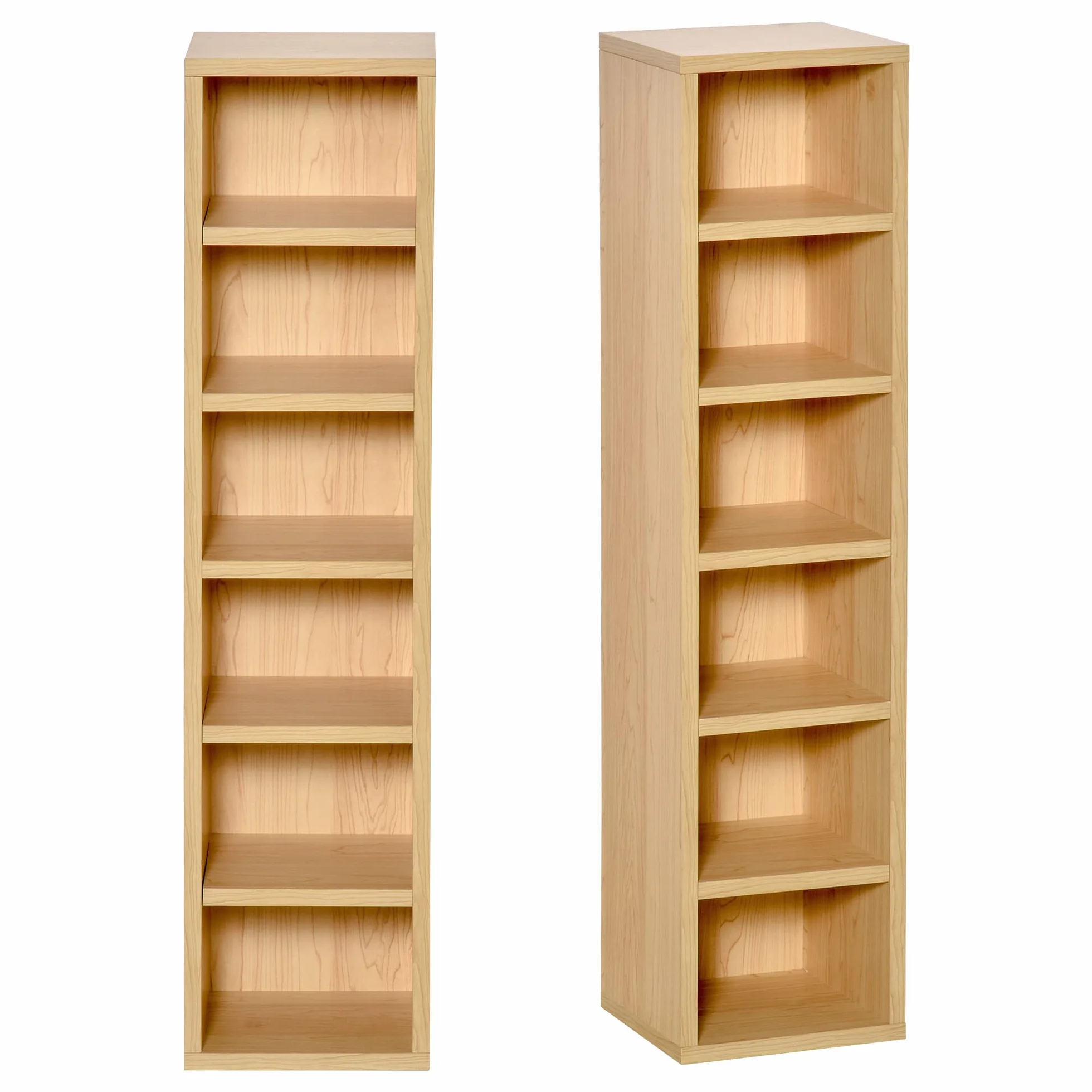 HOMCOM Zestaw 2 regałów kolumnowych, szafka na płyty CD DVD, 6+6 przegródek, 21x19x88 cm, maks. 160 płyt CD, kolor buk