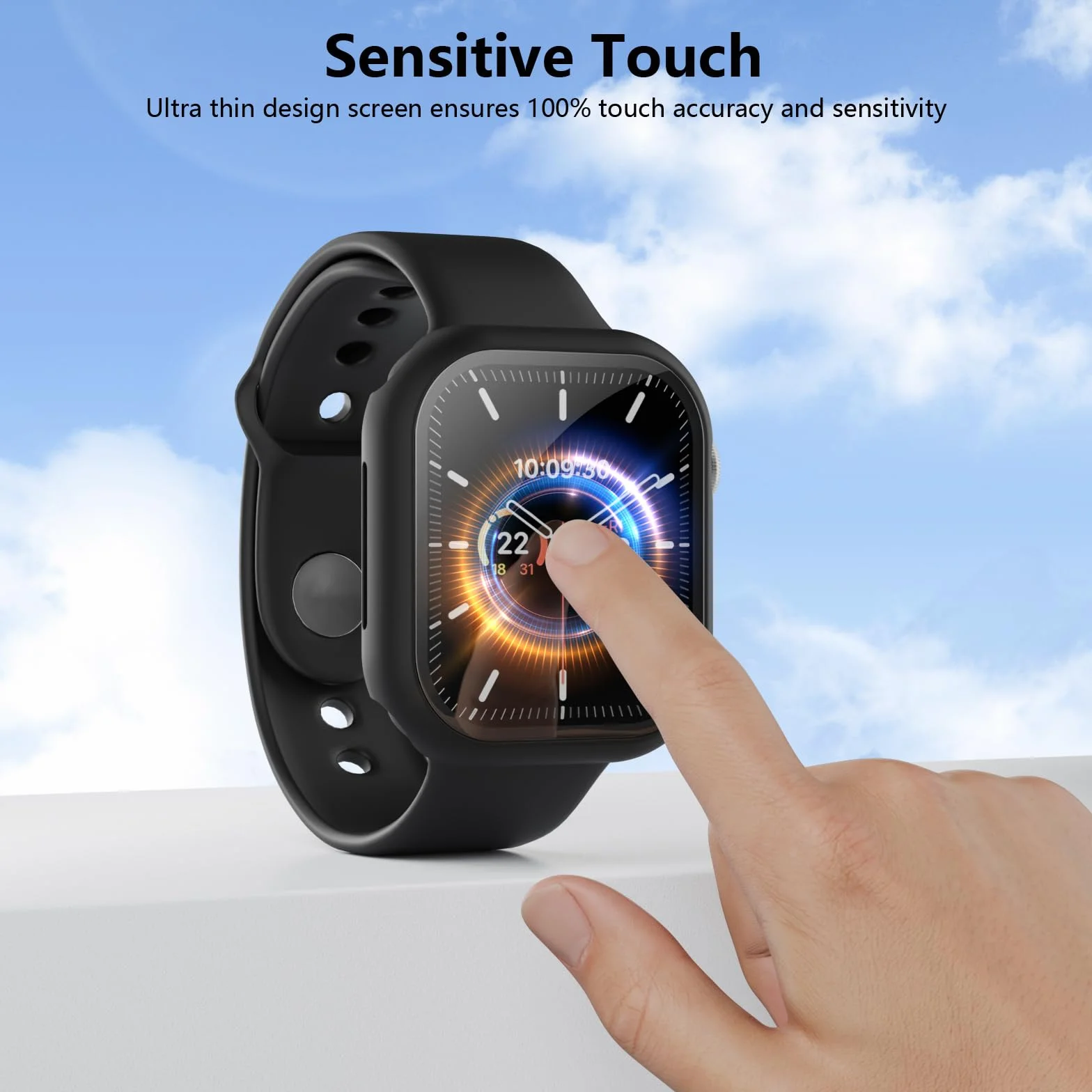 4 szt. etui kompatybilne z Apple Watch Series 11 10 42 mm ze szkła hartowanego, iWatch Case ochraniacz ekranu i etui ochronne do Apple Watch Series 11 10 42 mm (4 czarne)