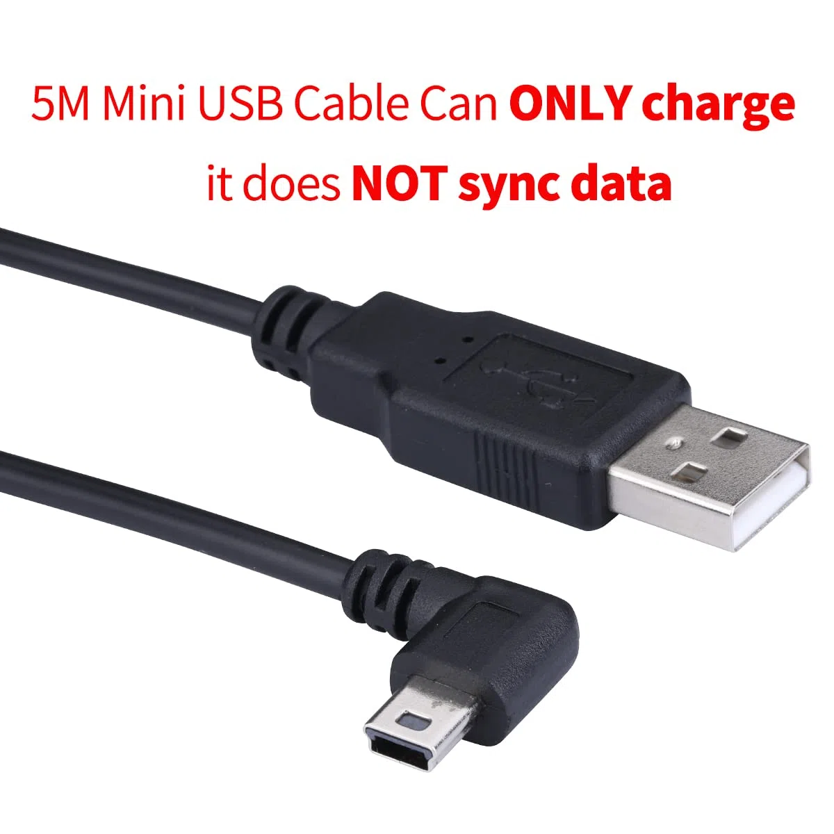 Bardzo długi mini kabel USB 90 stopni kąt lewy przewód do ładowania z 5 klipsami do Garmin Dash Cam Car Dashcam GPS Navigator DVR Camera GoPro (5 metrów kąt lewy)