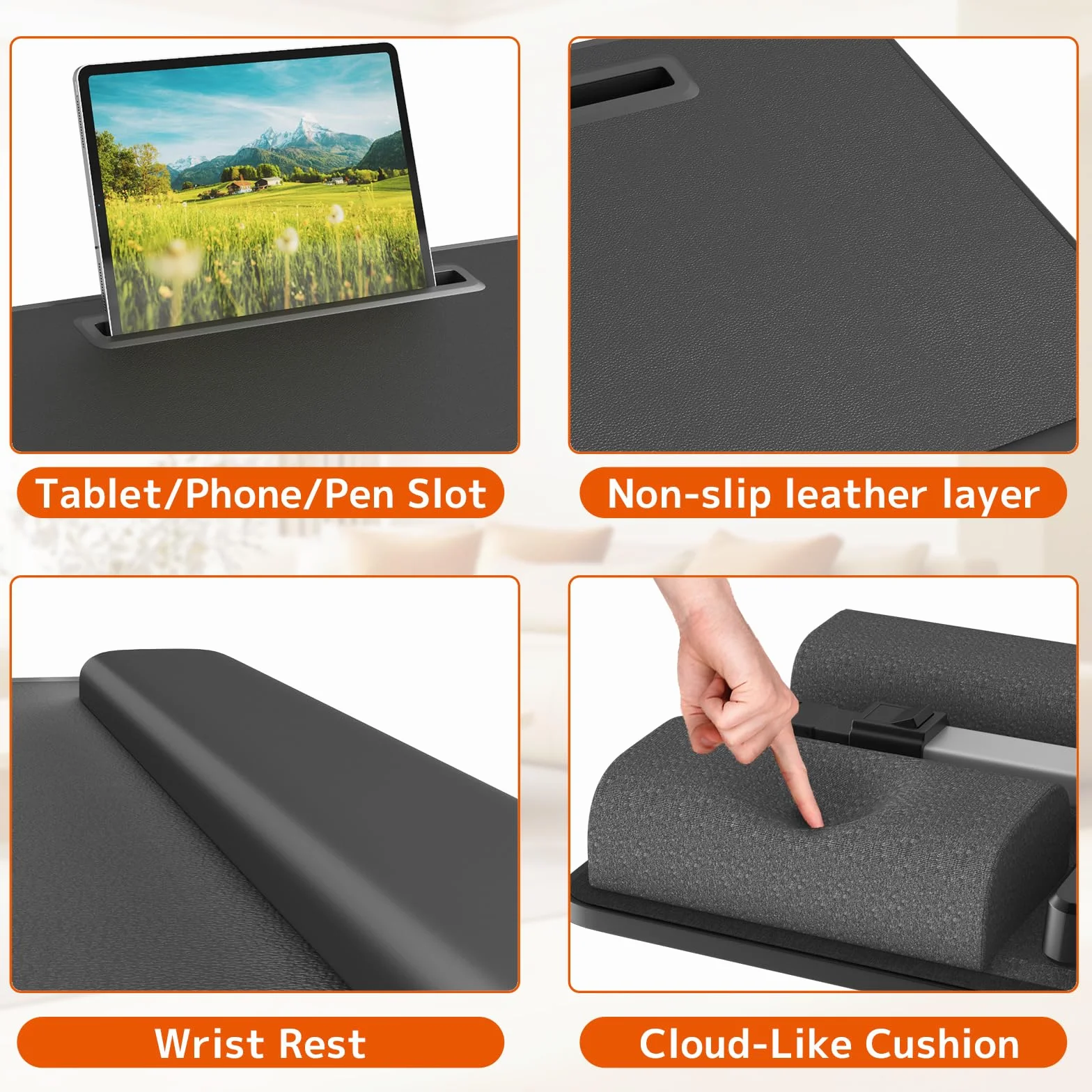 PUTORSEN Stolik pod laptop regulacja wysokości i kąta nachylenia składany 58 x 37 cm czarny
