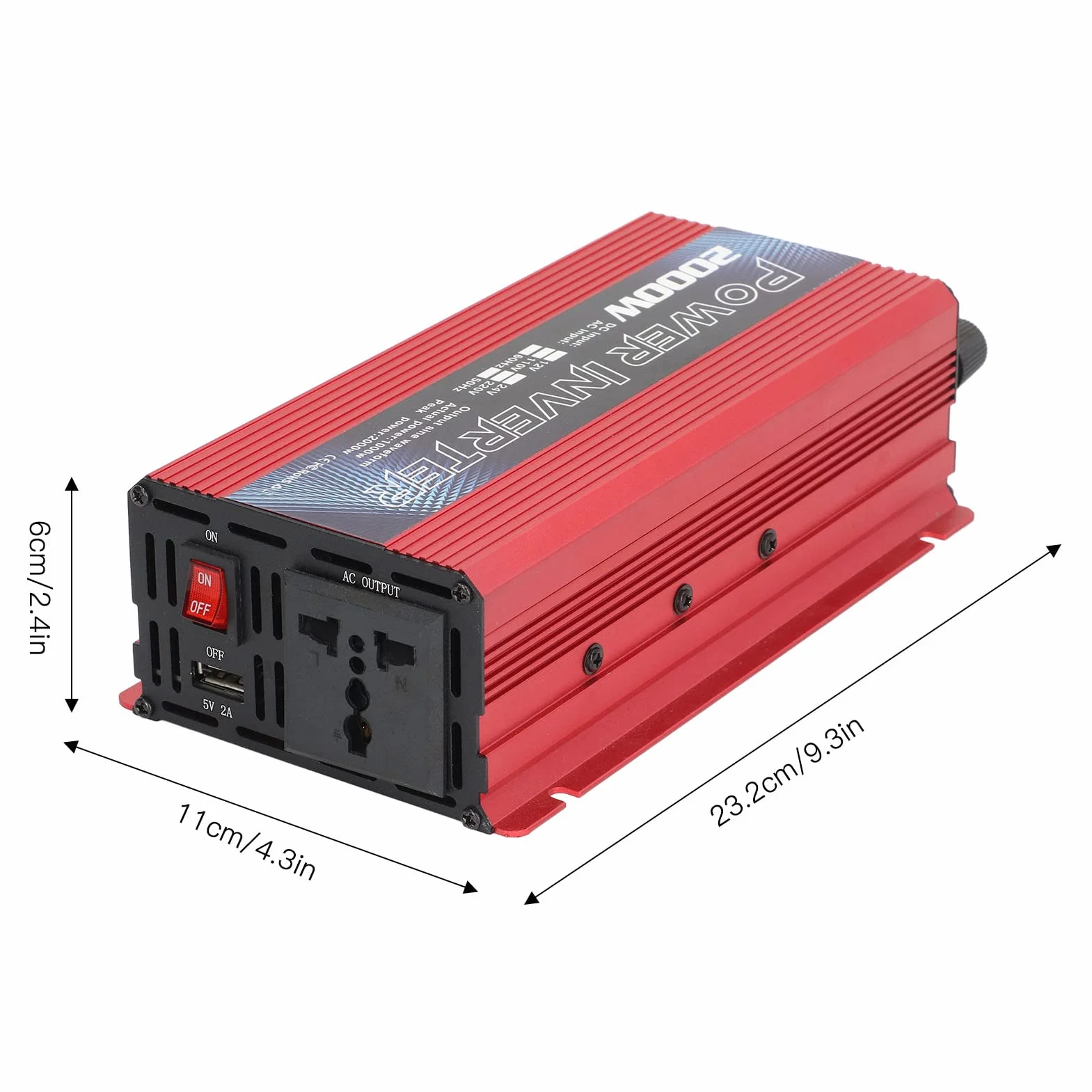 Pure Sine Wave Inverter 2000W DC 12V AC Converter z Portem USB 220V