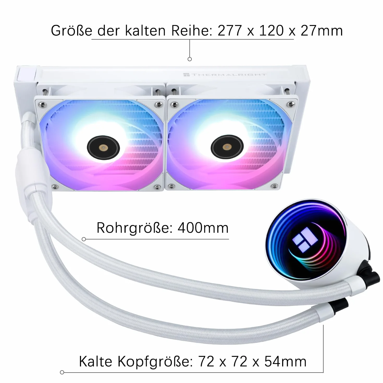 Thermalright Frozen Notte 240 White ARGB V2 ciekły procesor chłodzący 240 mm Aio podwójny wentylator PWM 2000 RPM AMD AM4/AM5 Intel LGA1851/1700/115x
