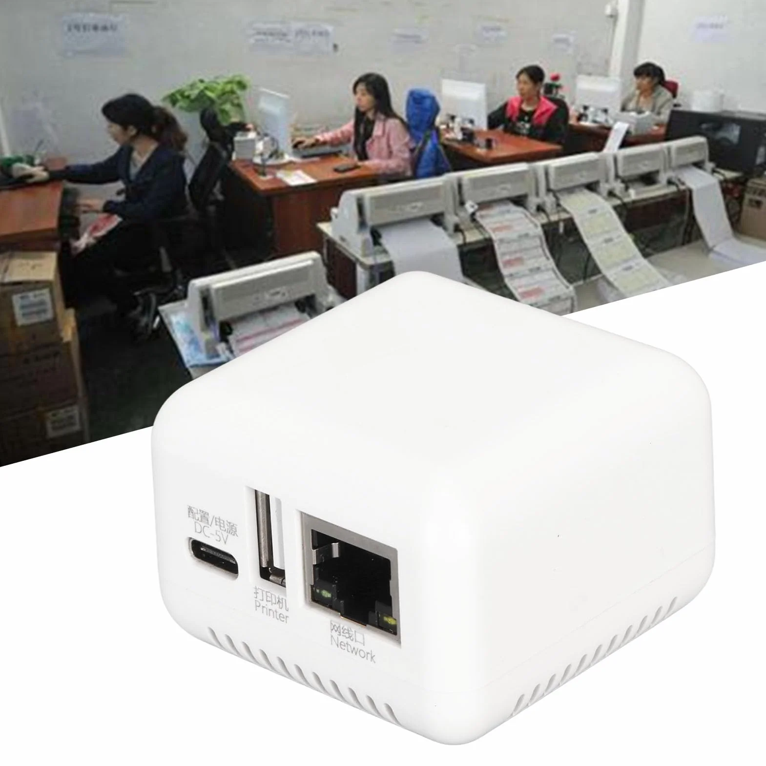 Sieciowy Serwer Druku USB 2.0, Serwer Udostępniania Wydruku LAN Obsługujący Drukowanie Obrazów i Tekstu, dla Drukarni Office School (wtyczka UE)