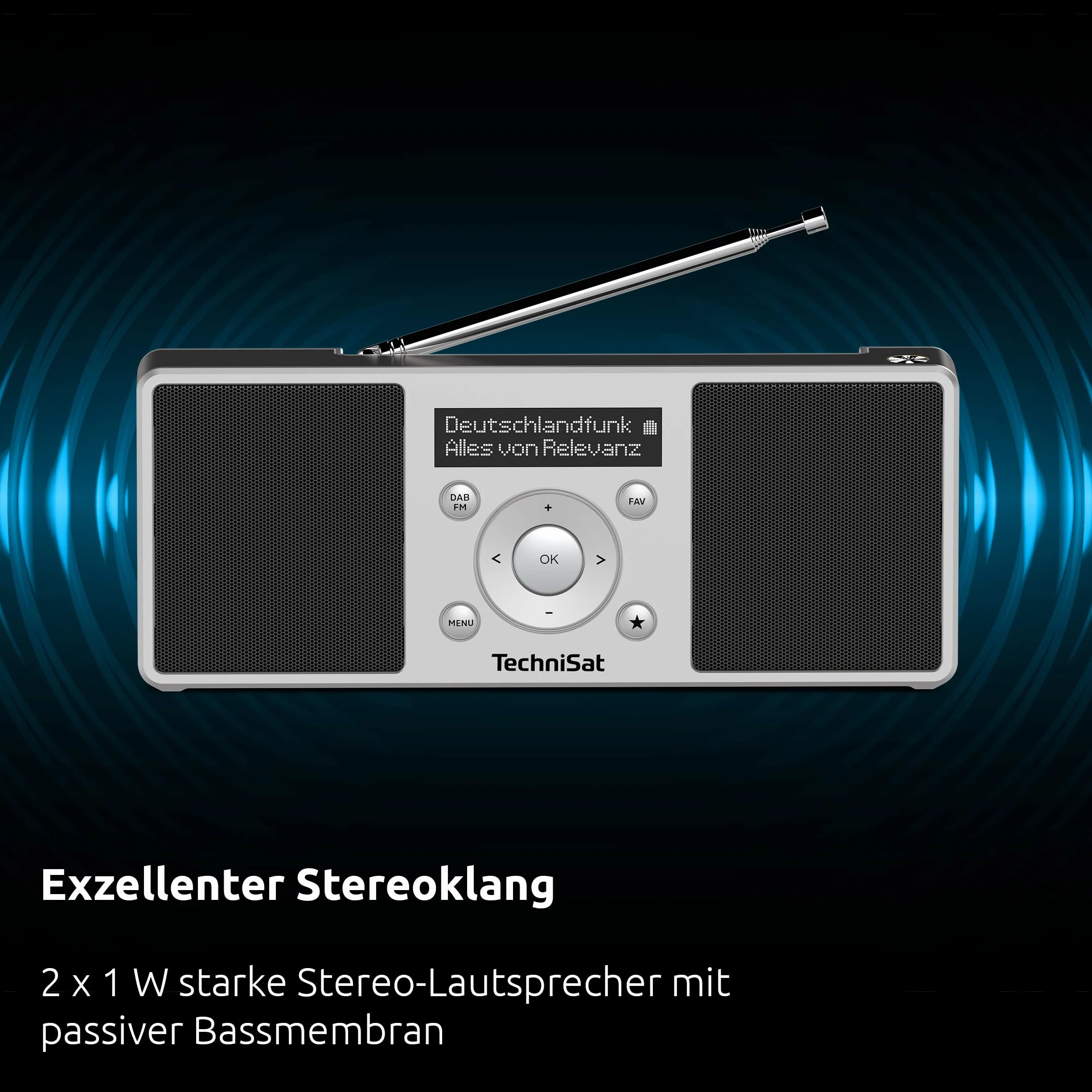 TechniSat DIGITRADIO 1 S przenośne radio DAB+ FM z akumulatorem 2 W RMS srebrno-czarny