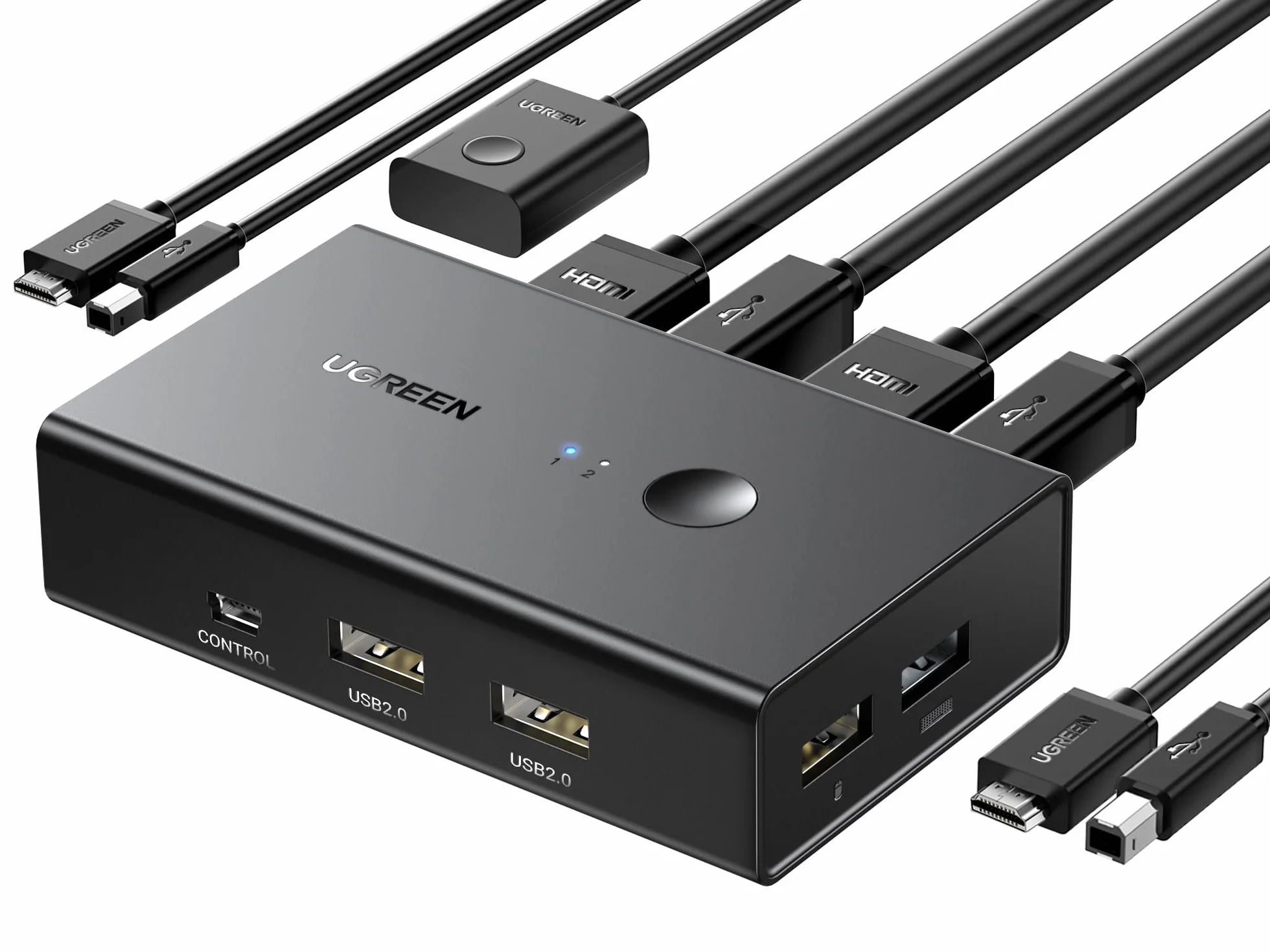UGREEN Przełącznik KVM HDMI 2.0 2 PC 1 Monitor 4K@60Hz USB 2.0