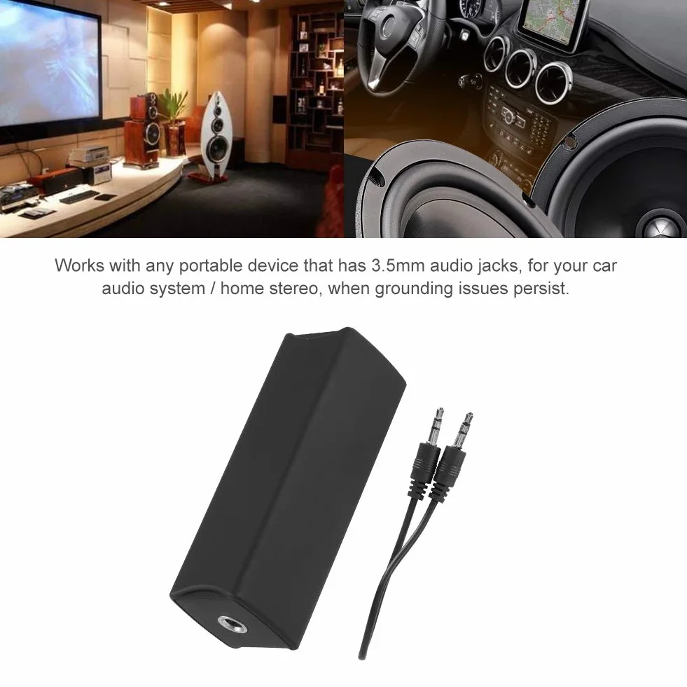 Geräuschisolator, 3,5 mm Erdungsschleifen Geräuschisolator für Heim- und Auto Stereoanlagen (schwarz)