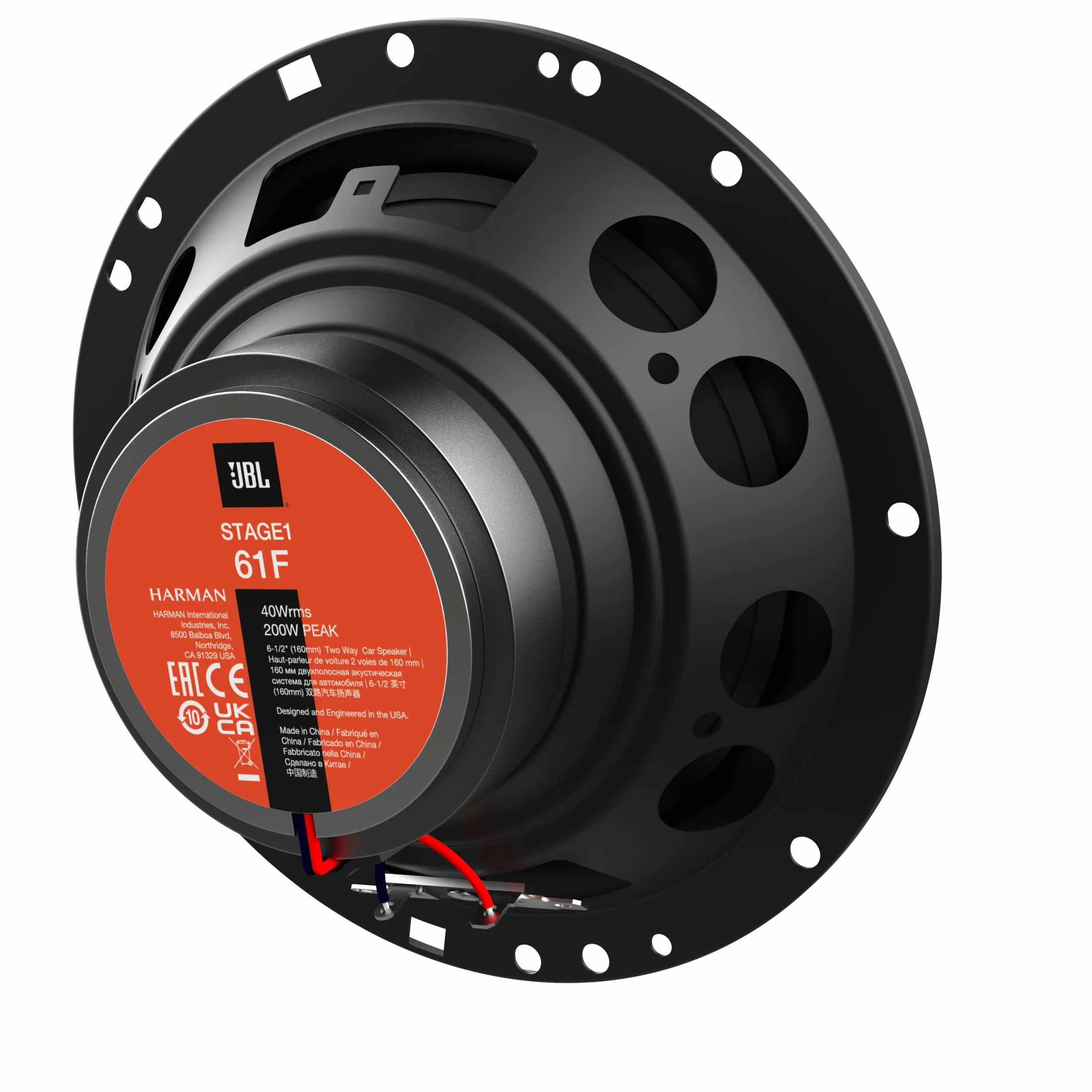 JBL Stage1 61F Harman Kardon 2-drożny zestaw głośników samochodowych - Echo Auto 200 Watów 40 Watów RMS - 2-częściowy samochód Hi-Fi Box Duży 16,5 cm | 165 mm | 6,5 cala