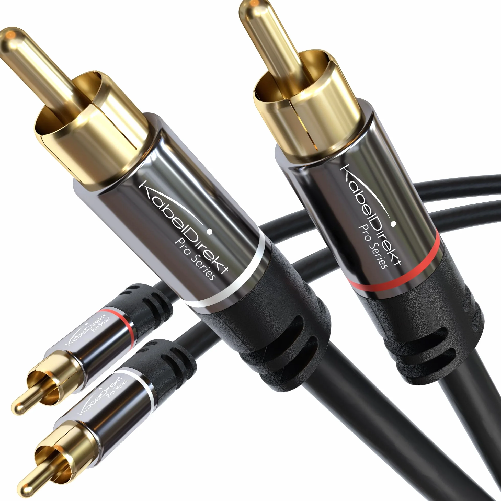 KabelDirekt – Przewód audio wideo RCA 1m (2 do 2, wzmacniacze, odbiorniki AV, hi-fi, sygnały cyfrowe i analogowe, podwójne ekranowanie) – PRO Series
