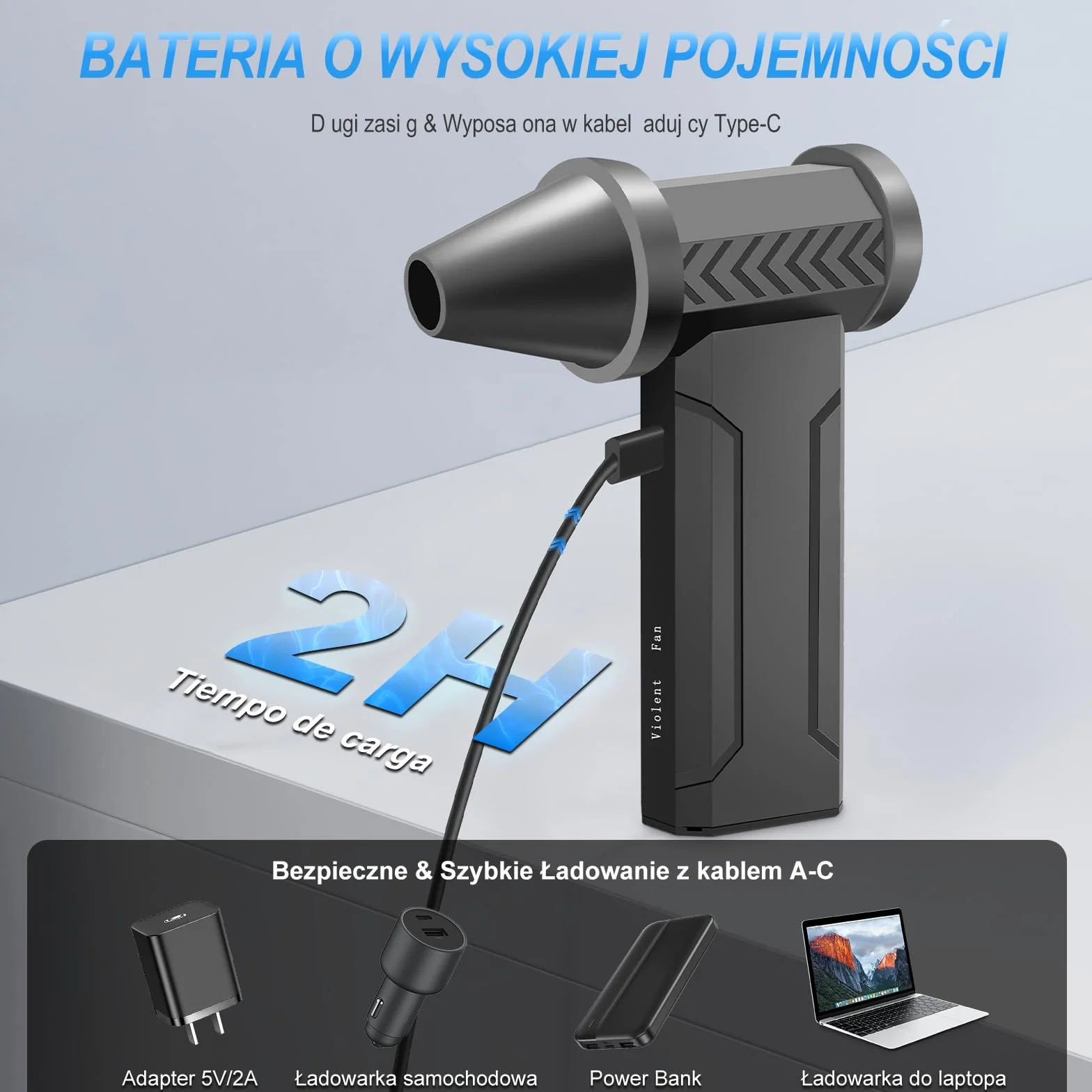 Elektryczna dmuchawa do kurzu 160000 obr./min, 4-biegowa regulowana odkurzacz do czyszczenia klawiatury, elektroniki