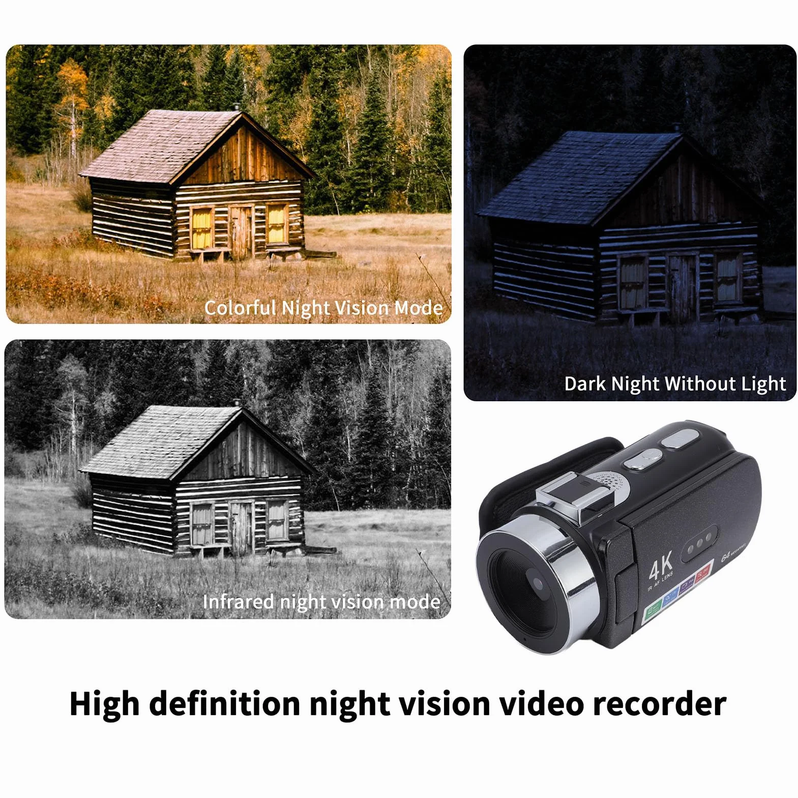 Kamera Wideo, 4K 64MP Ultra HD Kamera, 3 -calowy Ekran Flip WiFi Vlogging Rejestrator z 28x Cyfrowy Zoom, IR Nocne Widzenie, Bateria 4800 MAh dla YouTube