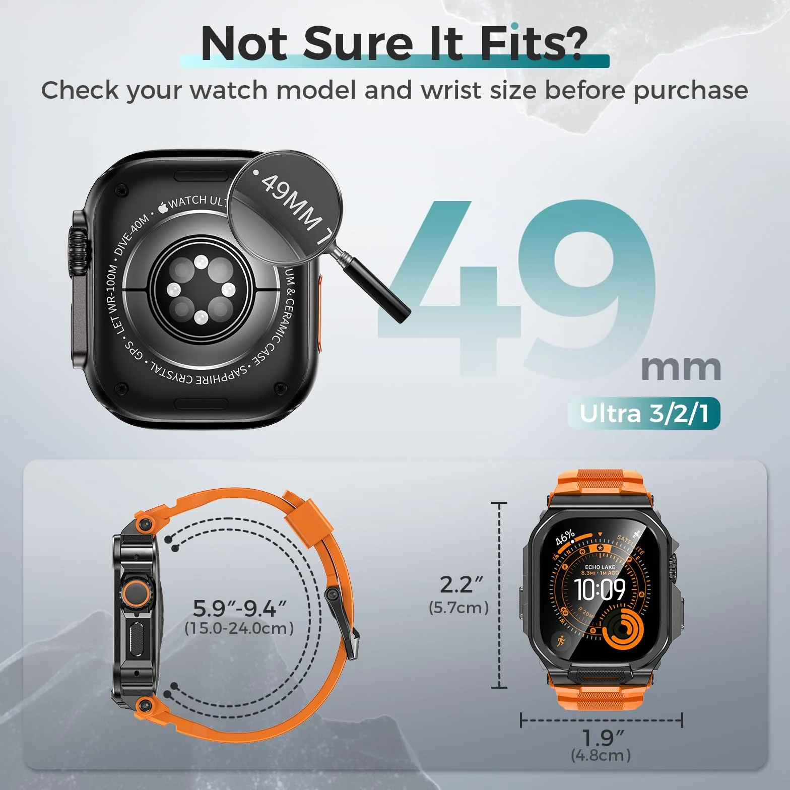 Neitra Metalowe etui z paskiem do Apple Watch Ultra 3/2/1 49 mm z osłoną ekranu, jednoczęściowa osłona 360°, ochrona przed upadkiem i kurzem, dostęp do korony EKG, odzież sportowa i codzienna do