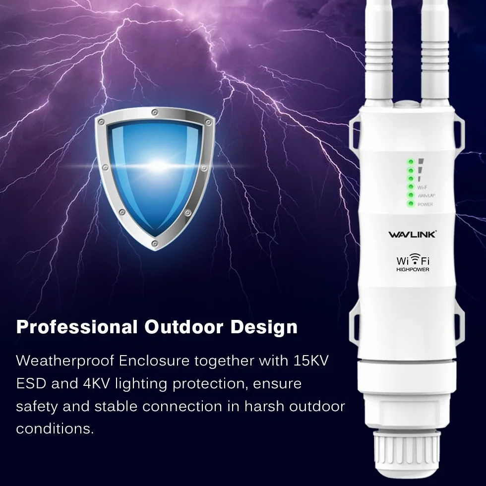 Wavlink N300 Wzmacniacz WiFi 2,4G Outdoor PoE Zewnętrzny