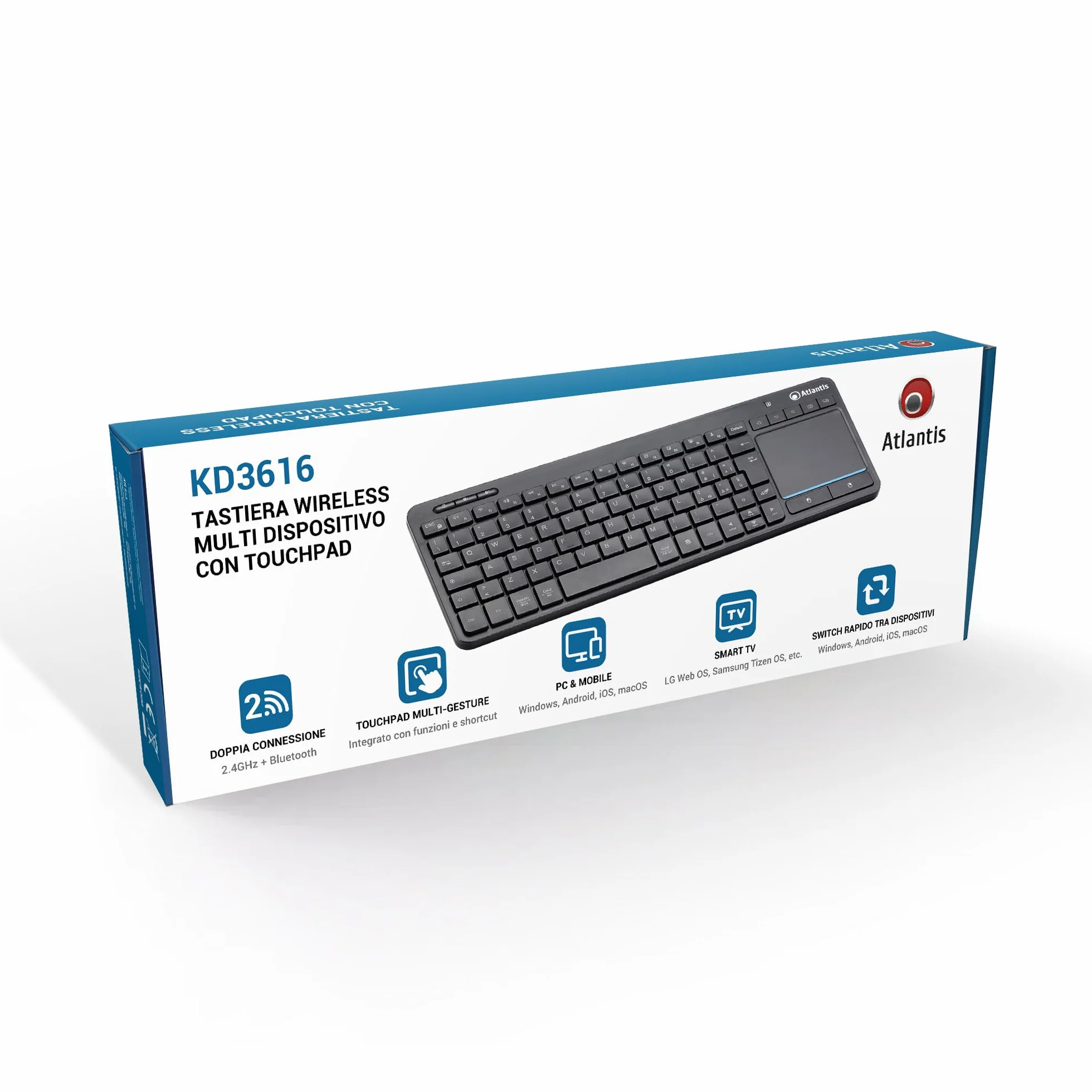 Atlantis Mini klawiatura bezprzewodowa z touchpadem Multi-Touch QWERTY RF Bluetooth