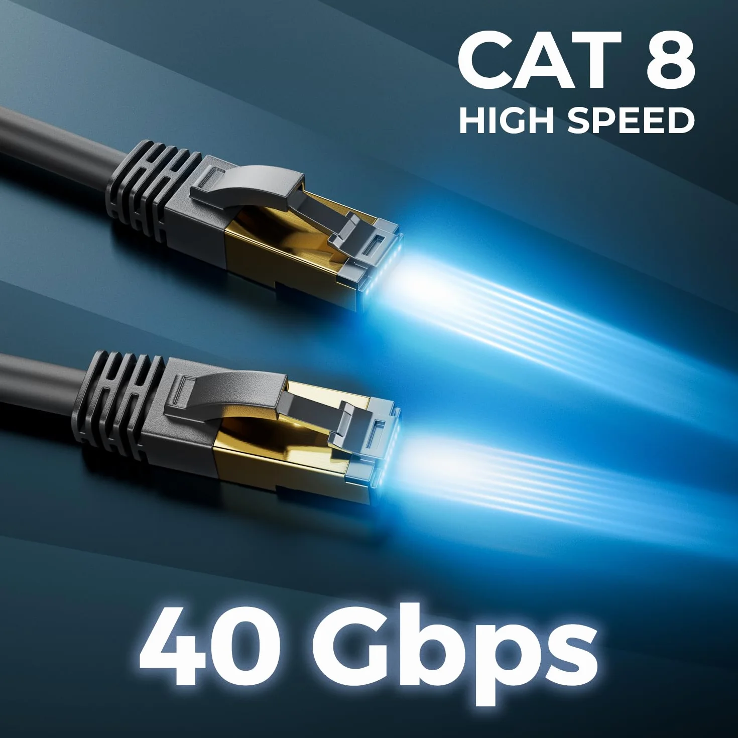 deleyCON 5m CAT 8 Kabel Sieciowy (40 Gbit/s, Miedziany, S/FTP) Gigabit Ethernet LAN Cable Kabel Krosowy RJ45 Wtyczka do CAT8 CAT7 CAT6 POE PC PS5 Routera Modemu TV Switch Laptop - Schwarz
