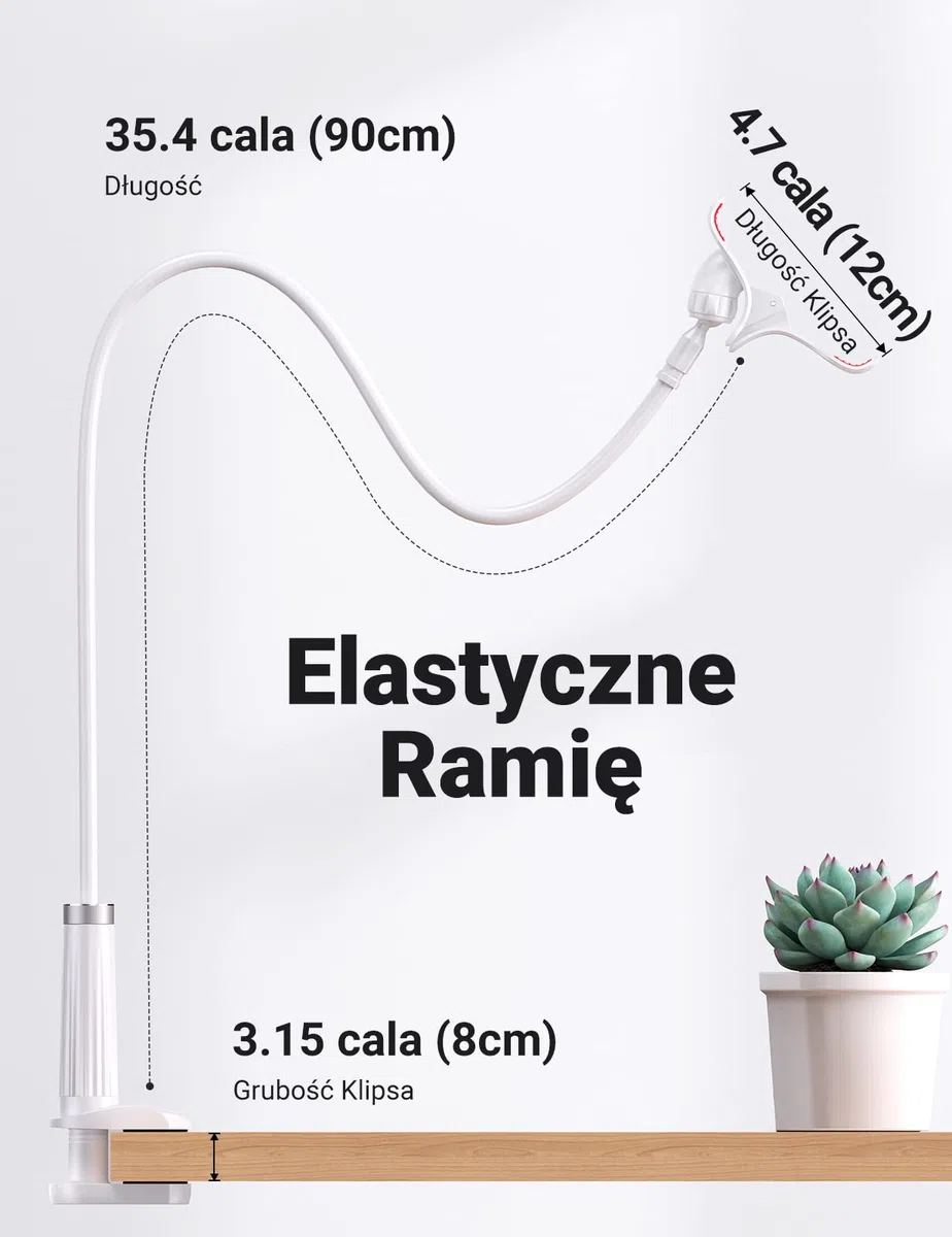 UGREEN Uchwyt na telefon do łóżka, na biurko, gęsiej szyja, elastyczny uchwyt na telefon komórkowy, kompatybilny z iPhone 15 Plus Pro Max 14 13, Galaxy S23, S22, S21, Ultra, S20, Redmi Note 12 Pro