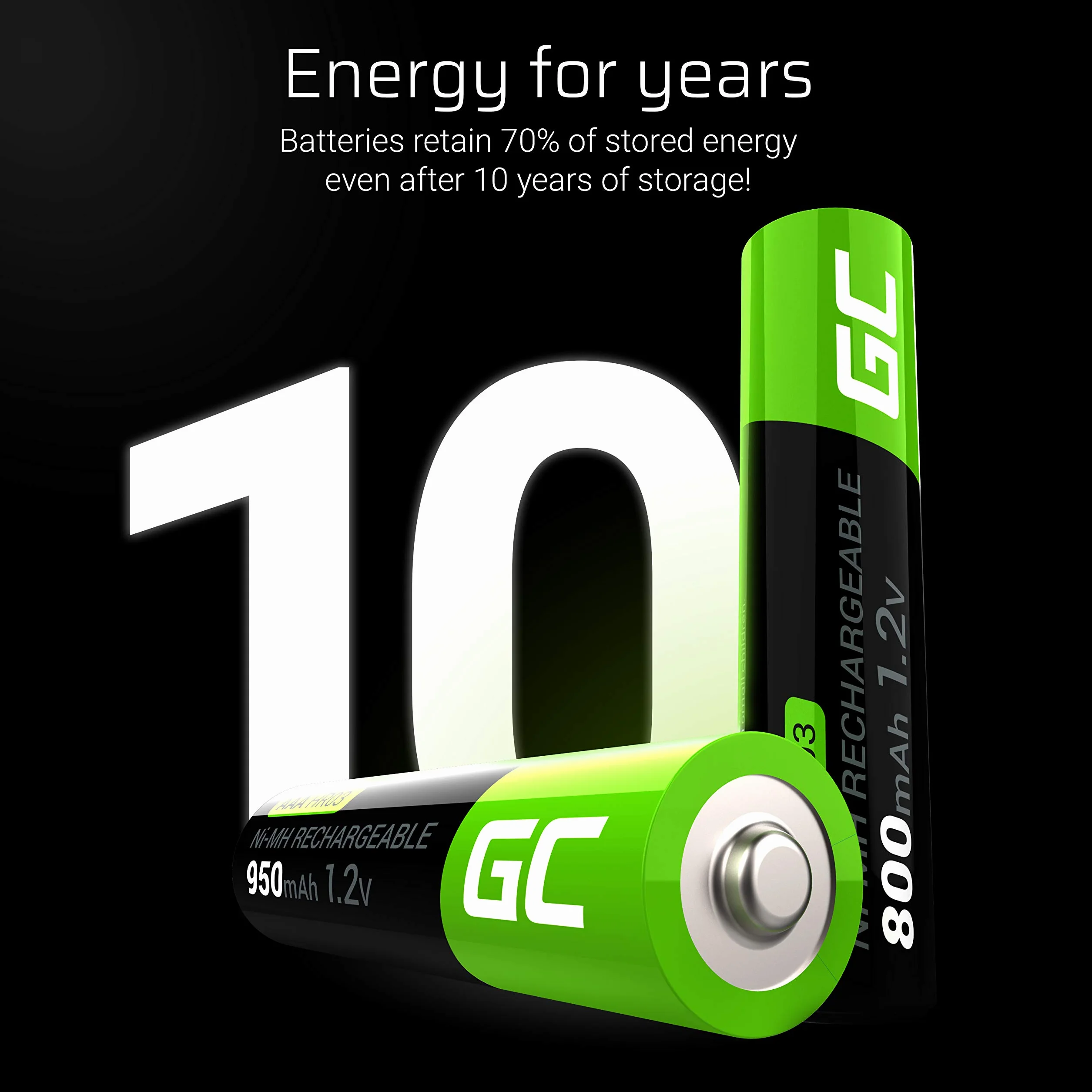 Green Cell Akumulatory 4x AAA R3 950mAh Ni-MH – wysokiej jakości baterie wielokrotnego ładowania, wysoka wydajność, kompatybilne ze wszystkimi ładowarkami AAA, baterie paluszki