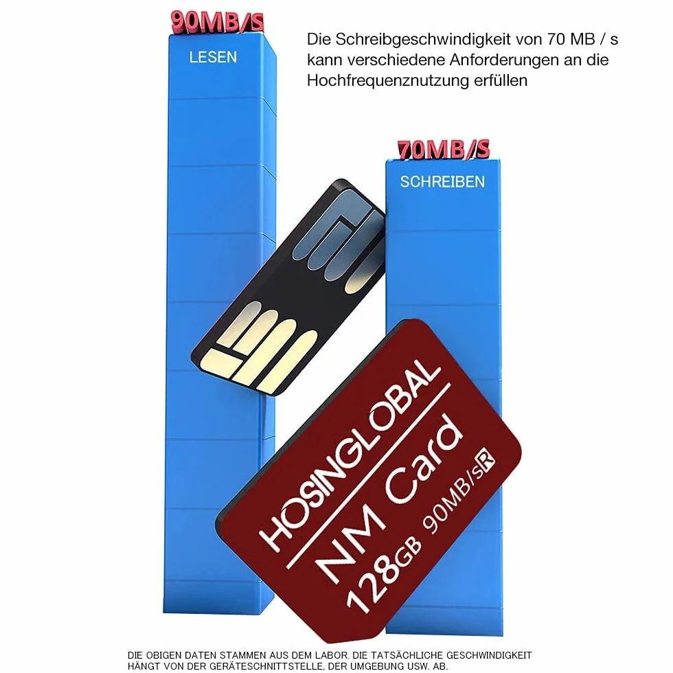 Karta pamięci NM 128GB 90MB/S Karta pamięci Nano Pasuje tylko do Huawei P30/P40/P50/P60 series/Mate20 series/Mate30 series/Mate40 series/Nove series Karta Nano 128GB (czerwona).