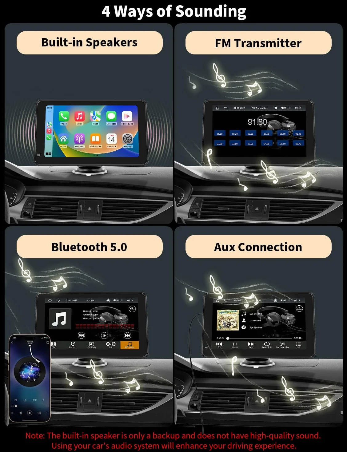 7-calowy ekran Carplay Android Auto z nawigacją, sterowanie głosowe, Mirror Link, dotykowy odtwarzacz samochodowy